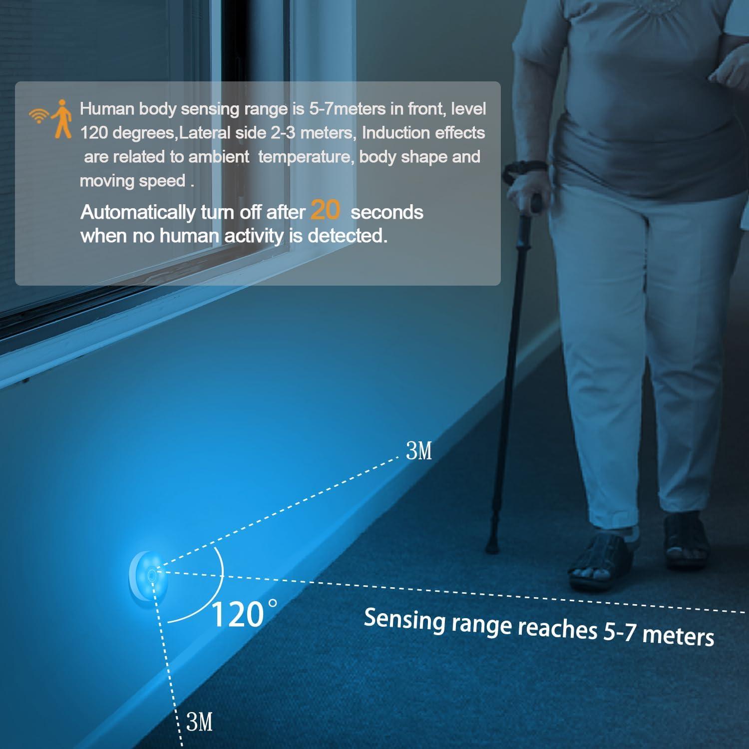 Sensor de Movimiento Luz Nocturna LED Recargable USB 8 Colores