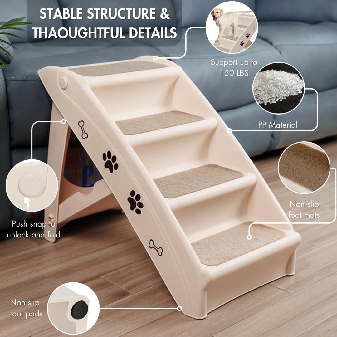 Escalera Plegable para Mascotas PET GALAXY 4 Pasos Antideslizante