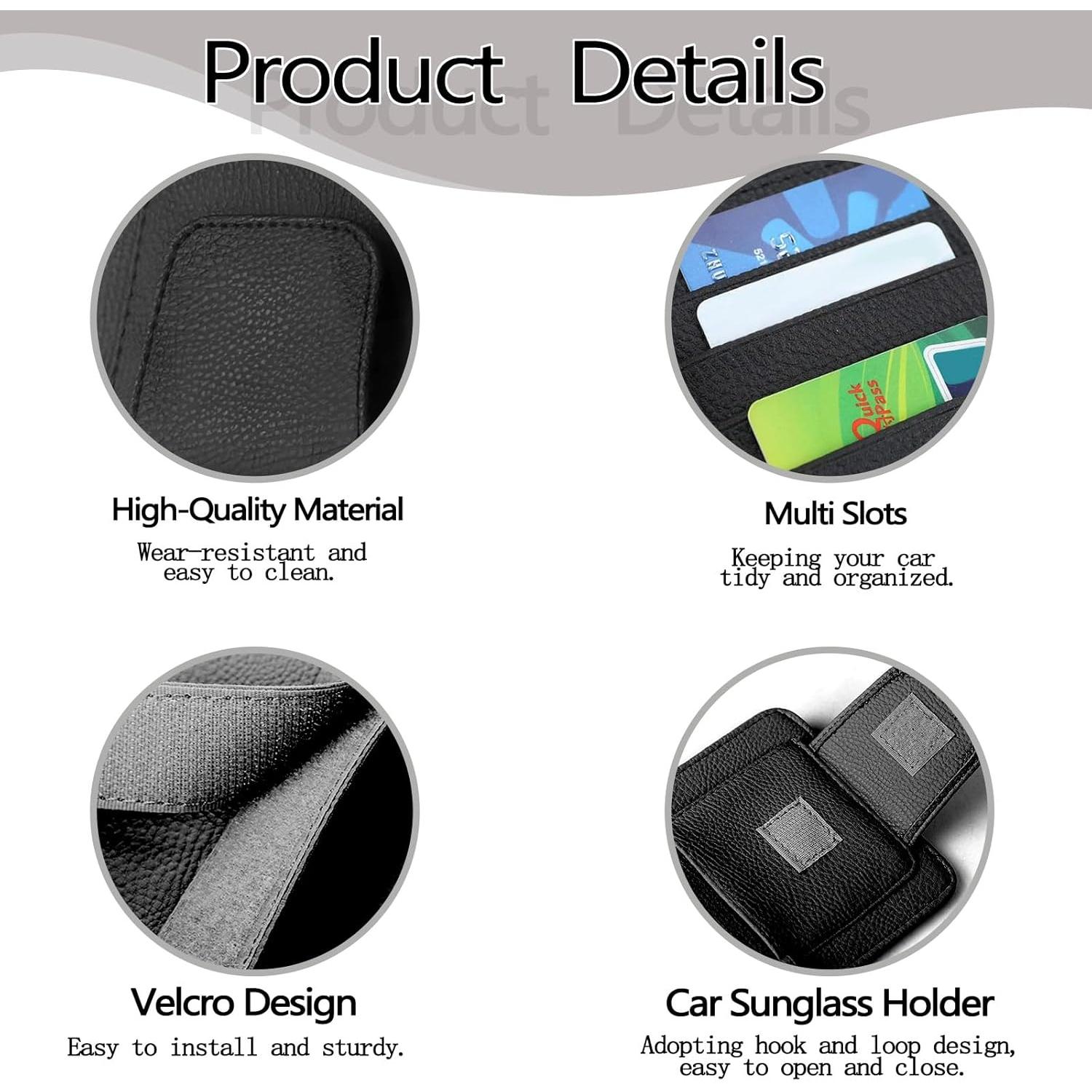 Organizador de Visera de Sol para Auto Sekonow - 2 Piezas, Cuero Sintético, Negro