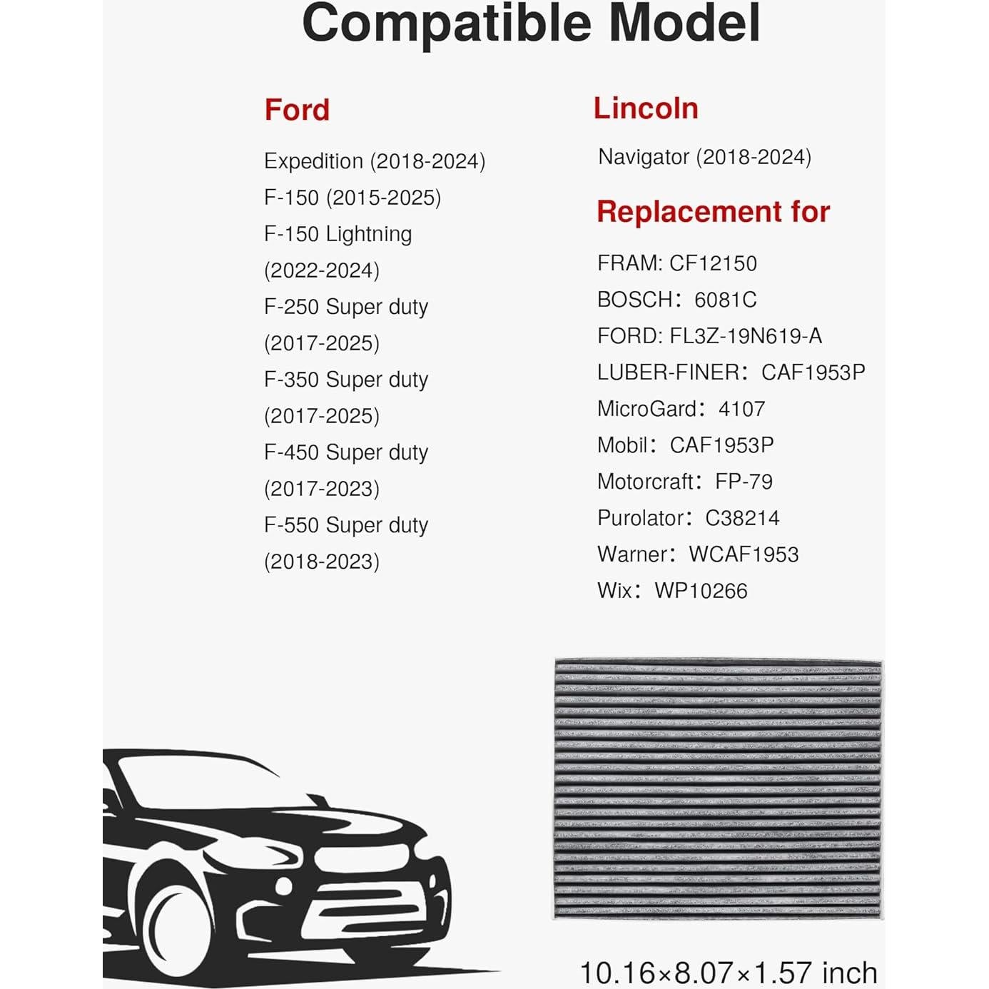Filtro de Aire de Cabina Puroma CAF150S para Ford y Lincoln