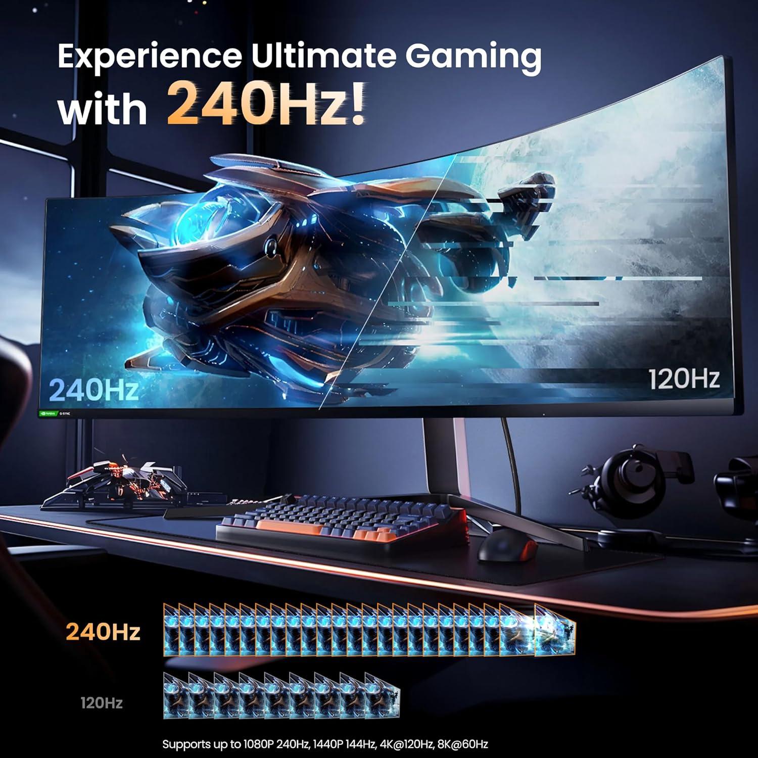 Conmutador DisplayPort 2 en 1 NEWCARE 8K@60Hz Control Remoto