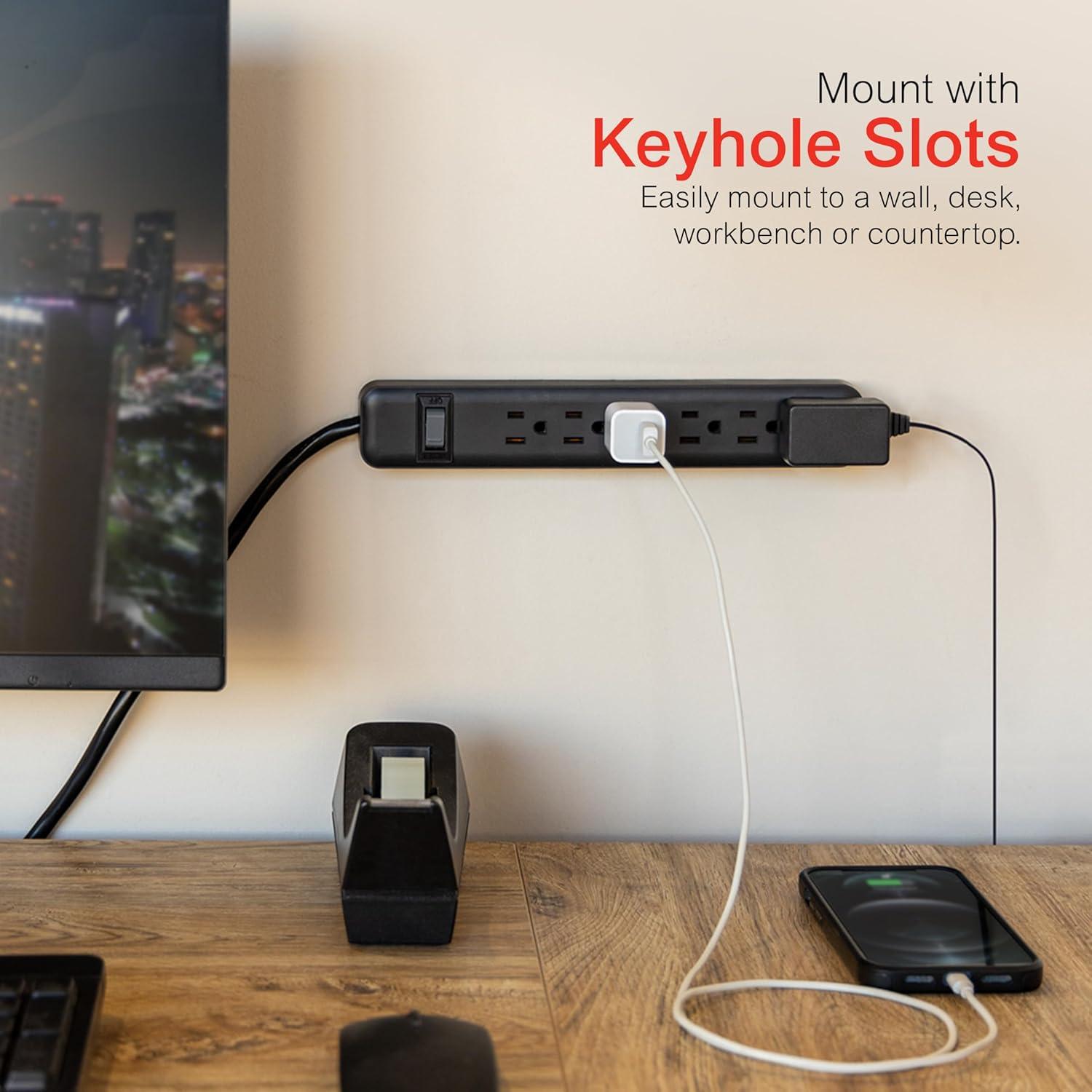 Regleta de 6 Salidas GE 1.83m con Protección y Montaje en Pared