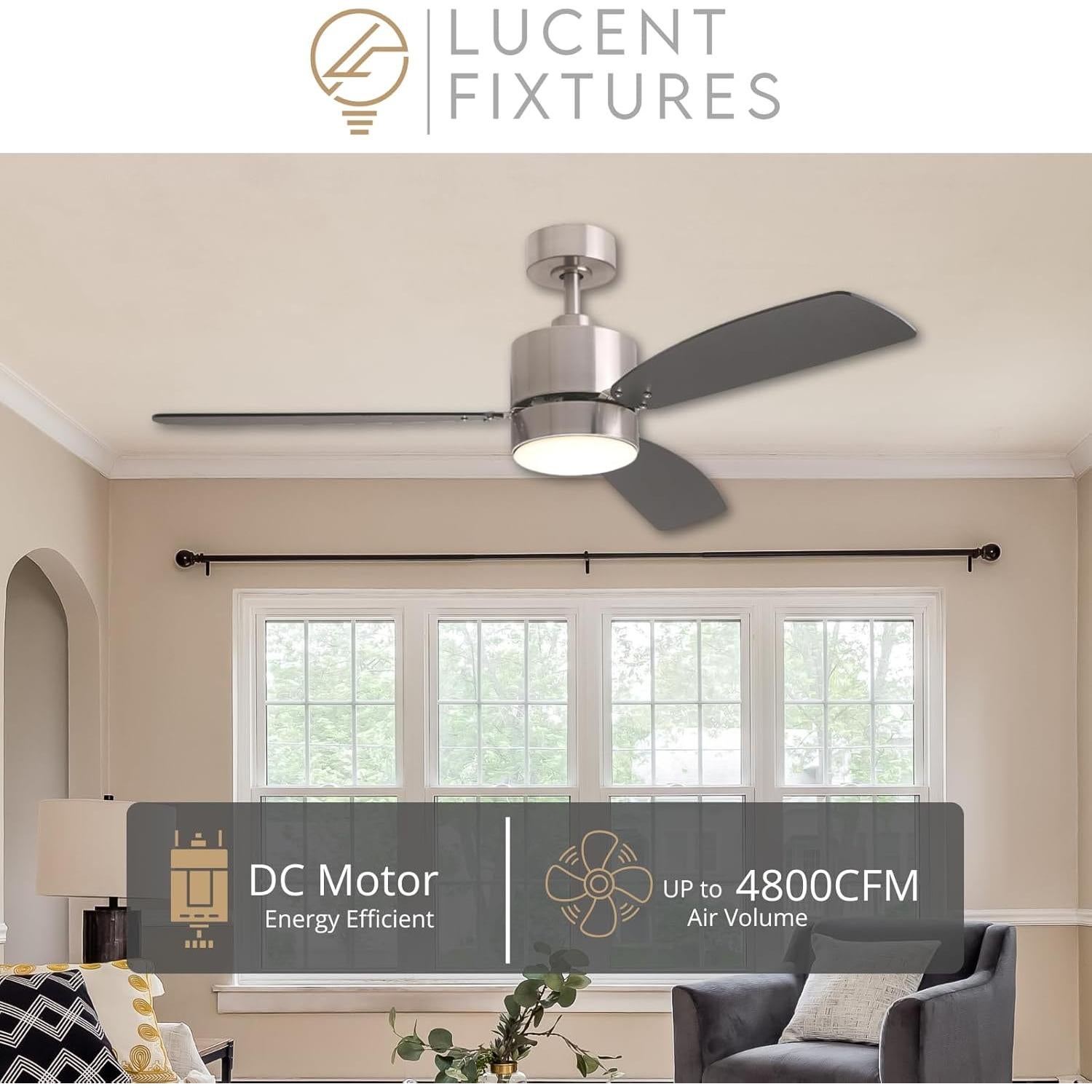 Ventilador de Techo Inteligente Lucent Fixtures Mila 132 cm con Luz