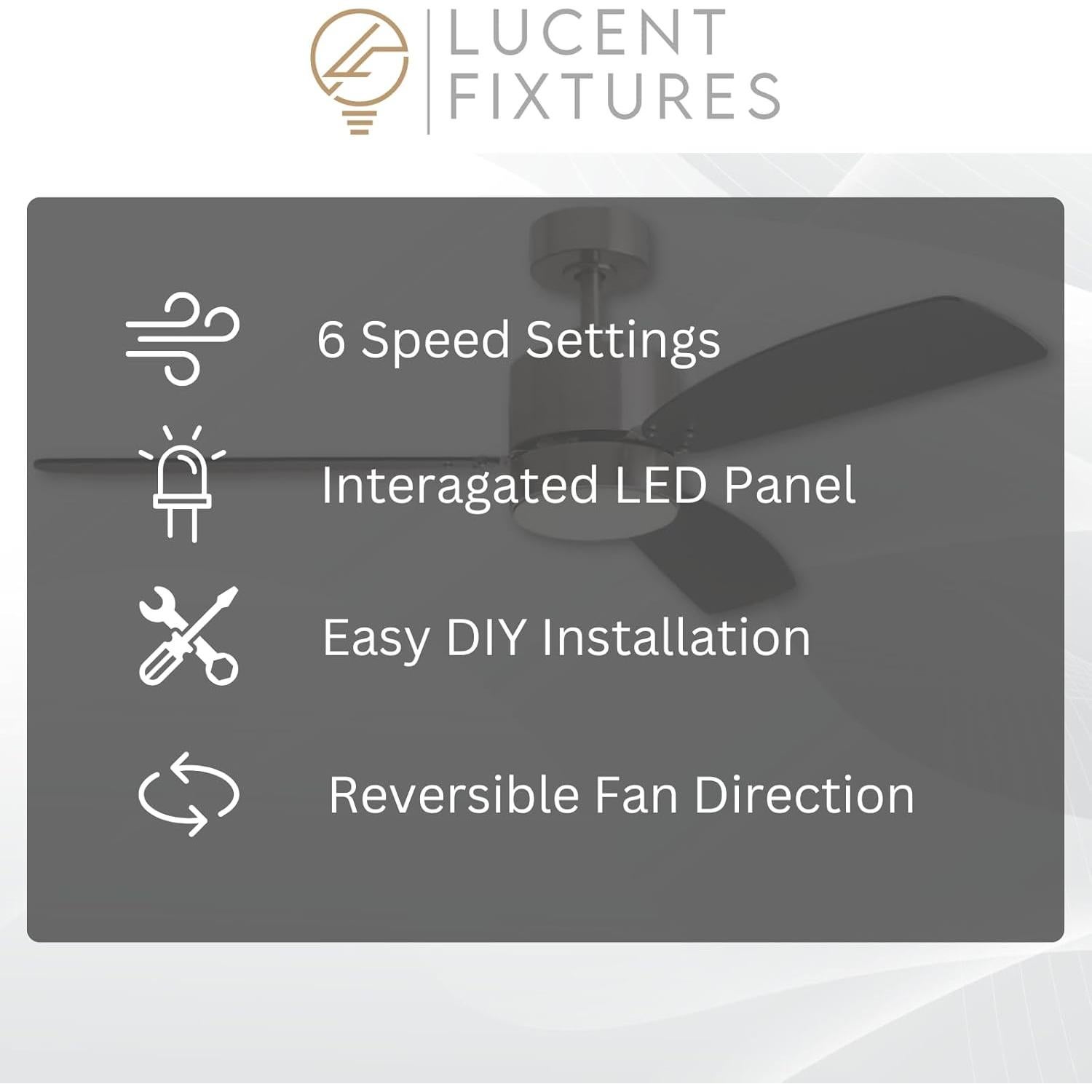 Ventilador de Techo Inteligente Lucent Fixtures Mila 132 cm con Luz