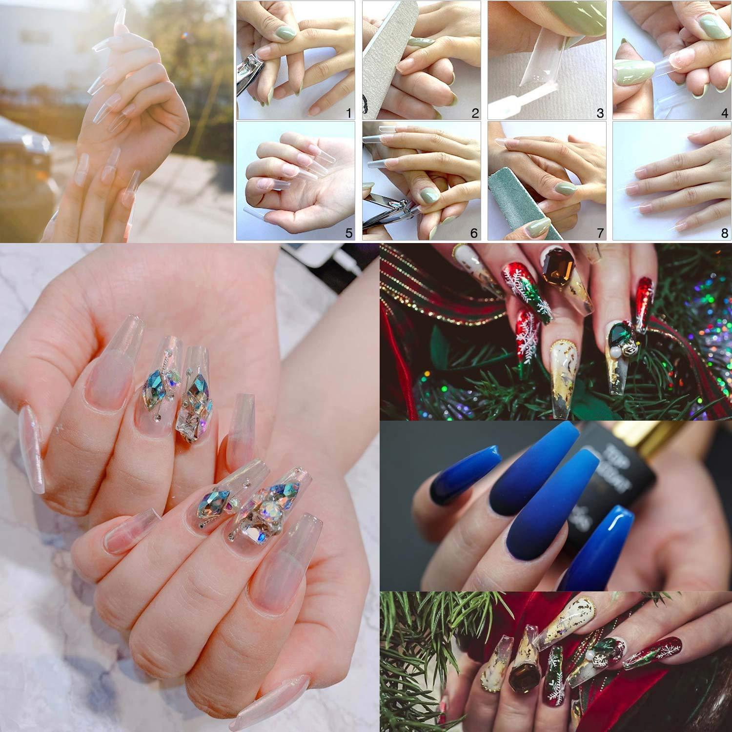 500 Consejos de Uñas Acrílicas Transparentes BTYMS Media Cubierta