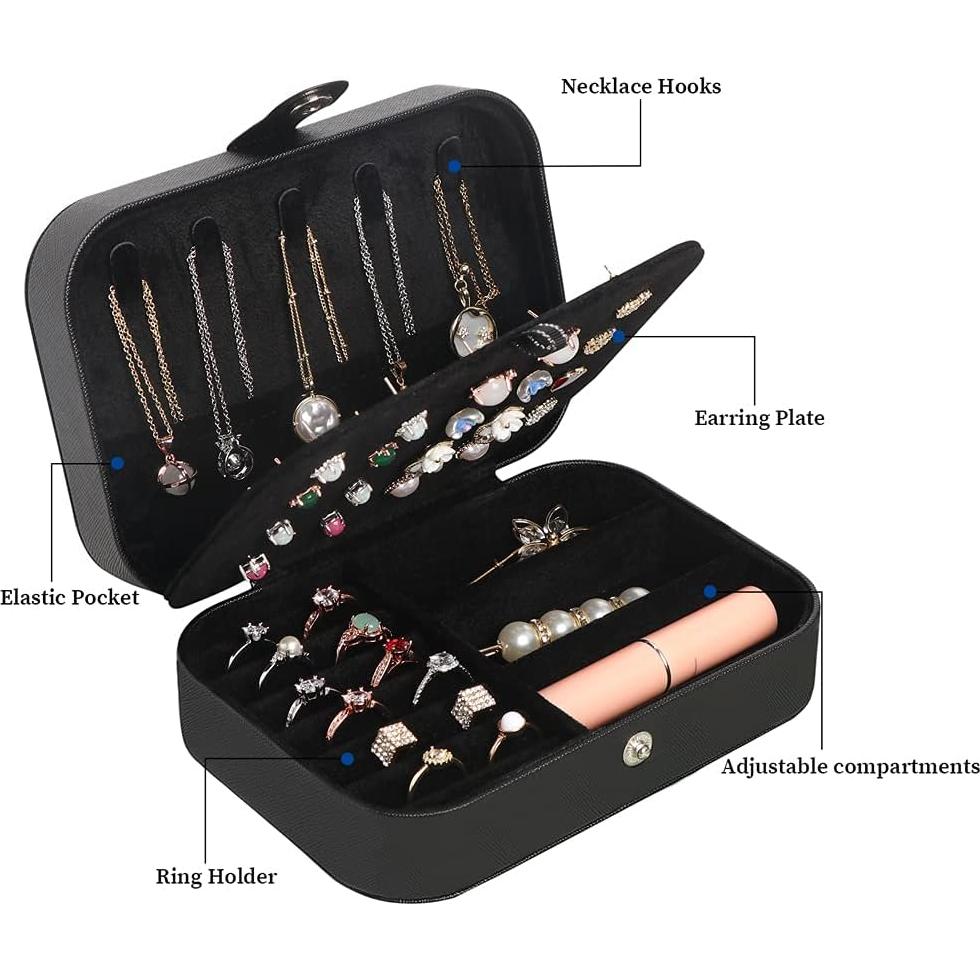 Estuche de Joyería de Viaje SLOZO Negro 2 Capas Compacto