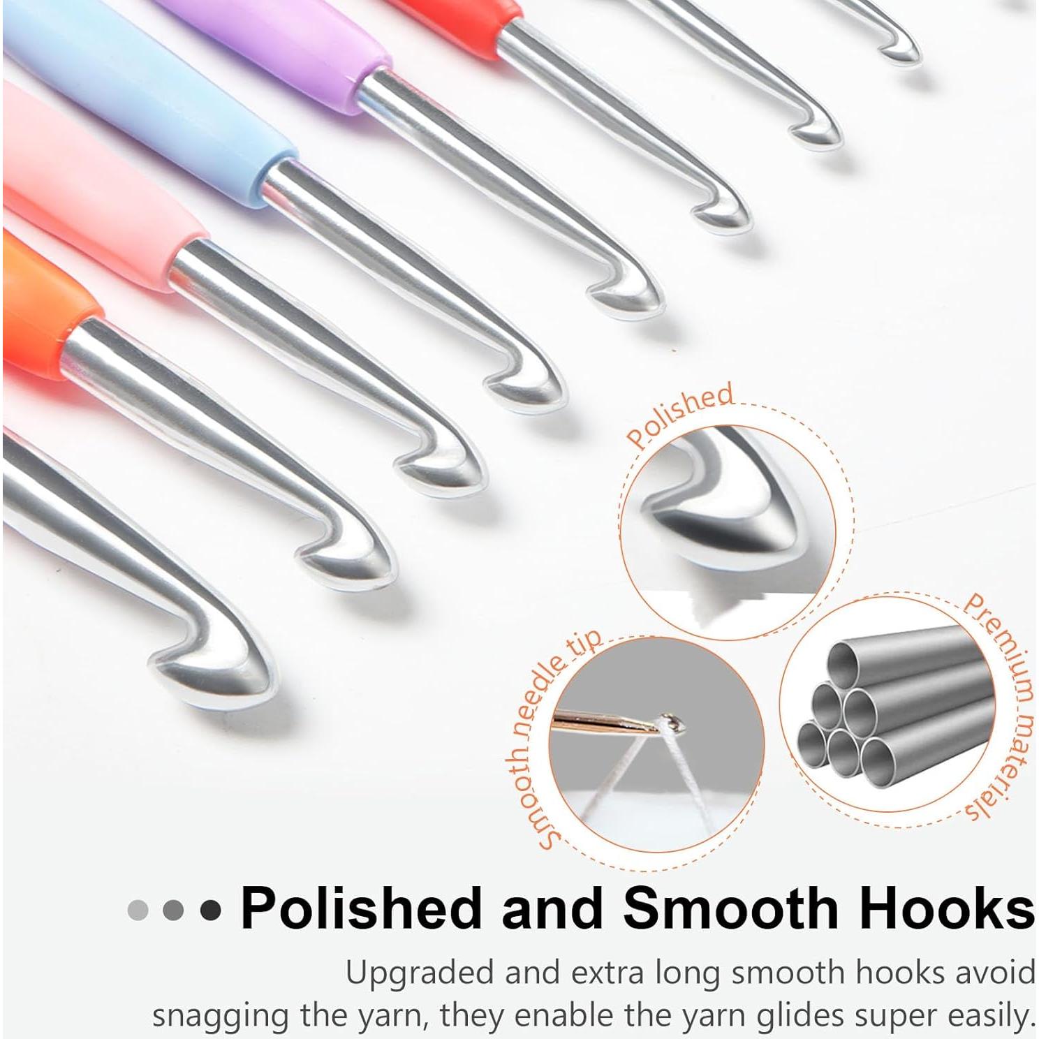 Set de Ganchillos Ergonómicos NaoShiro 14 Tamaños 2mm-10mm Rosa