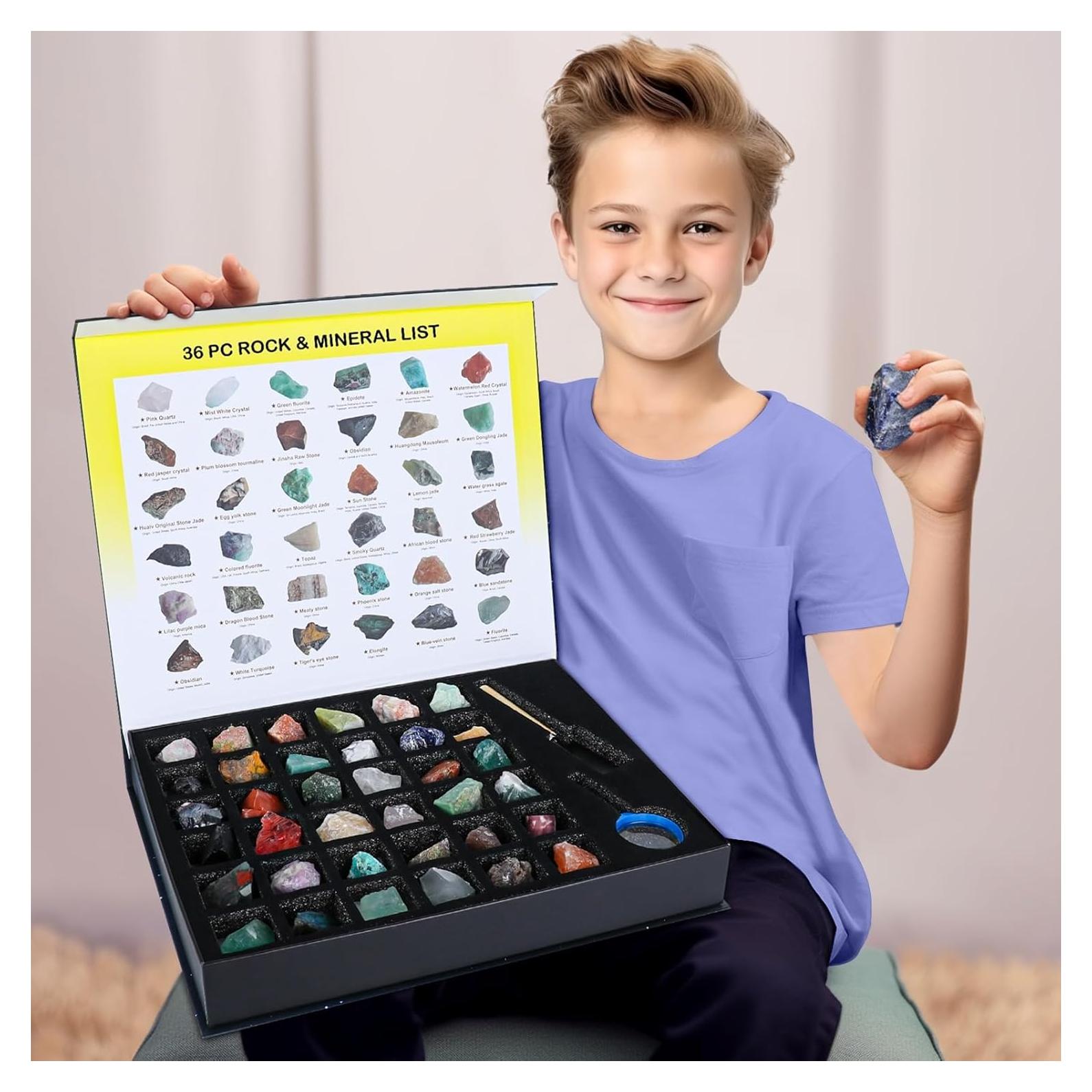 Kit de Rocas y Minerales BTYCityMao - 36 Piezas con Guía
