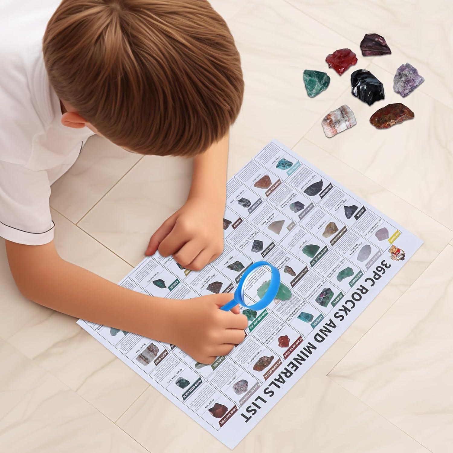 Kit de Rocas y Minerales BTYCityMao - 36 Piezas con Guía