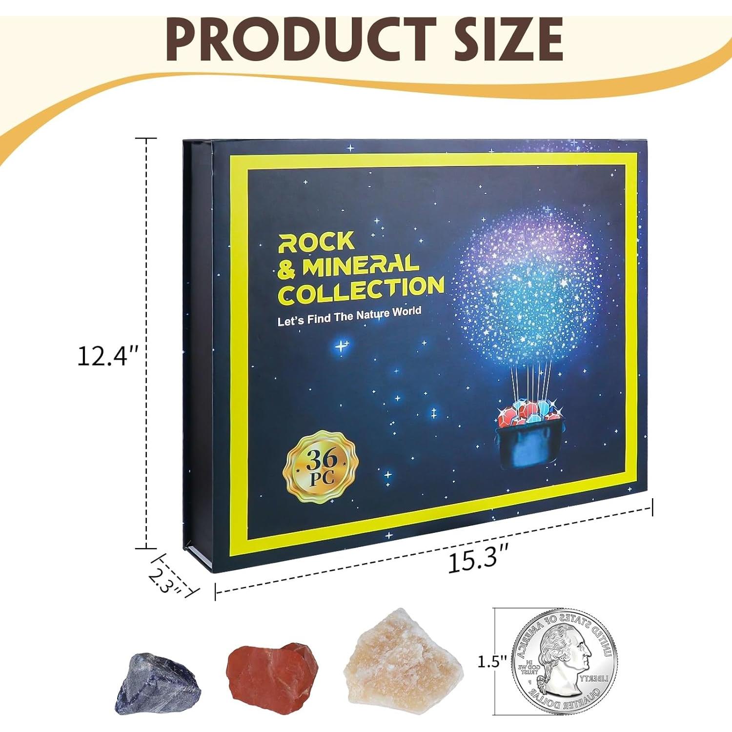 Kit de Rocas y Minerales BTYCityMao - 36 Piezas con Guía