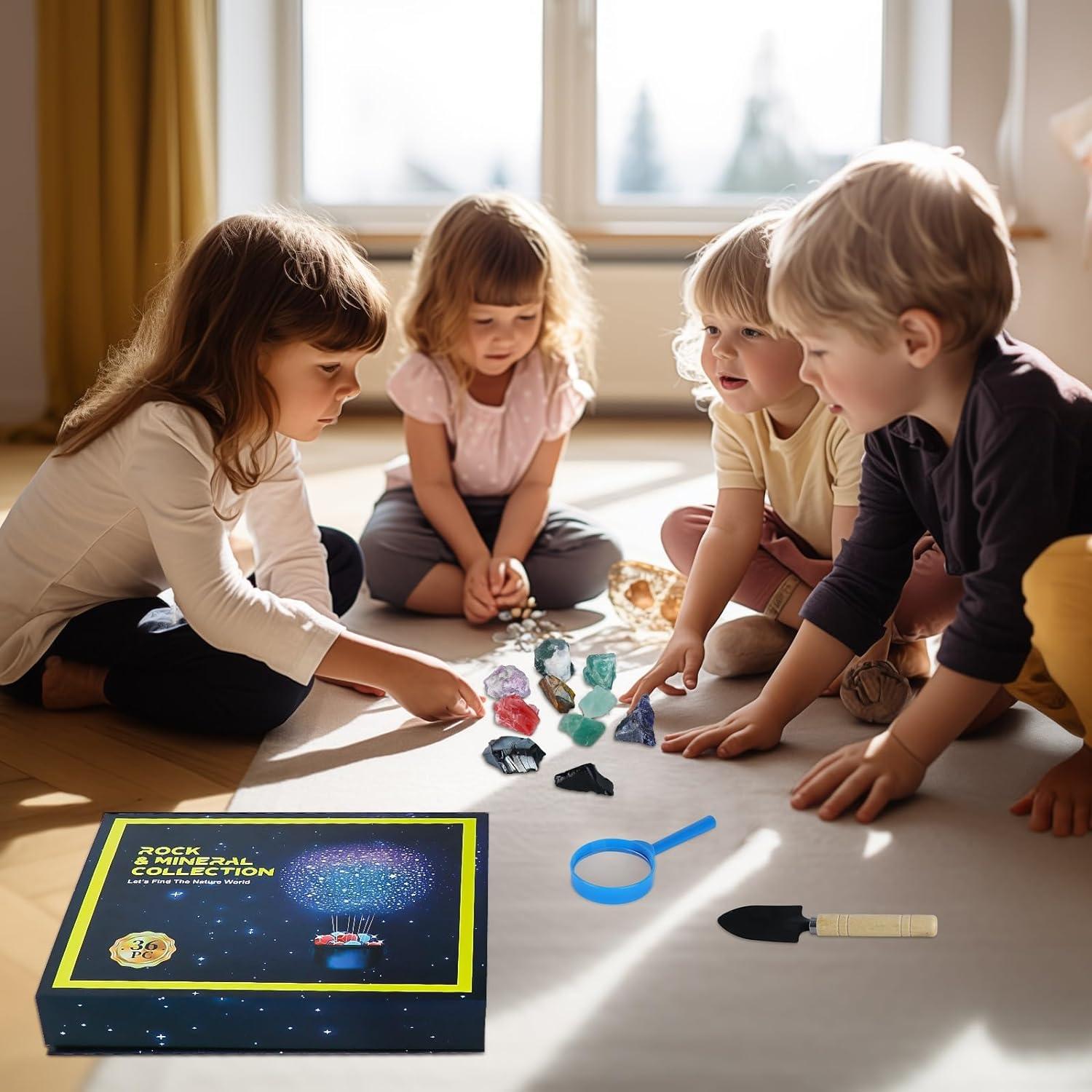 Kit de Rocas y Minerales BTYCityMao - 36 Piezas con Guía