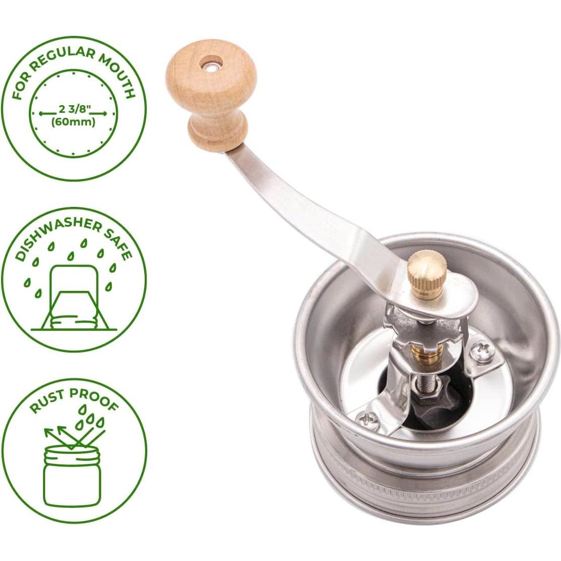 Molinillo de Café Manual Mason Jar Lifestyle - Acero Inoxidable