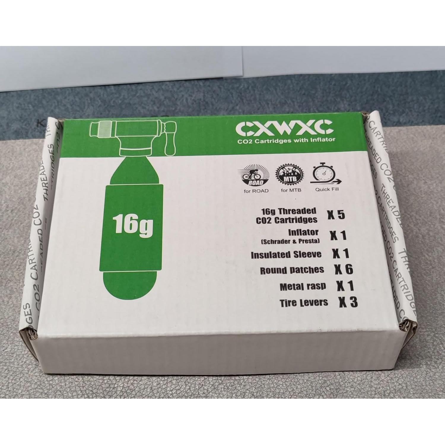 Kit Inflador CO2 Kadacha 5 Cartuchos 16g Válvula Presta/Schrader