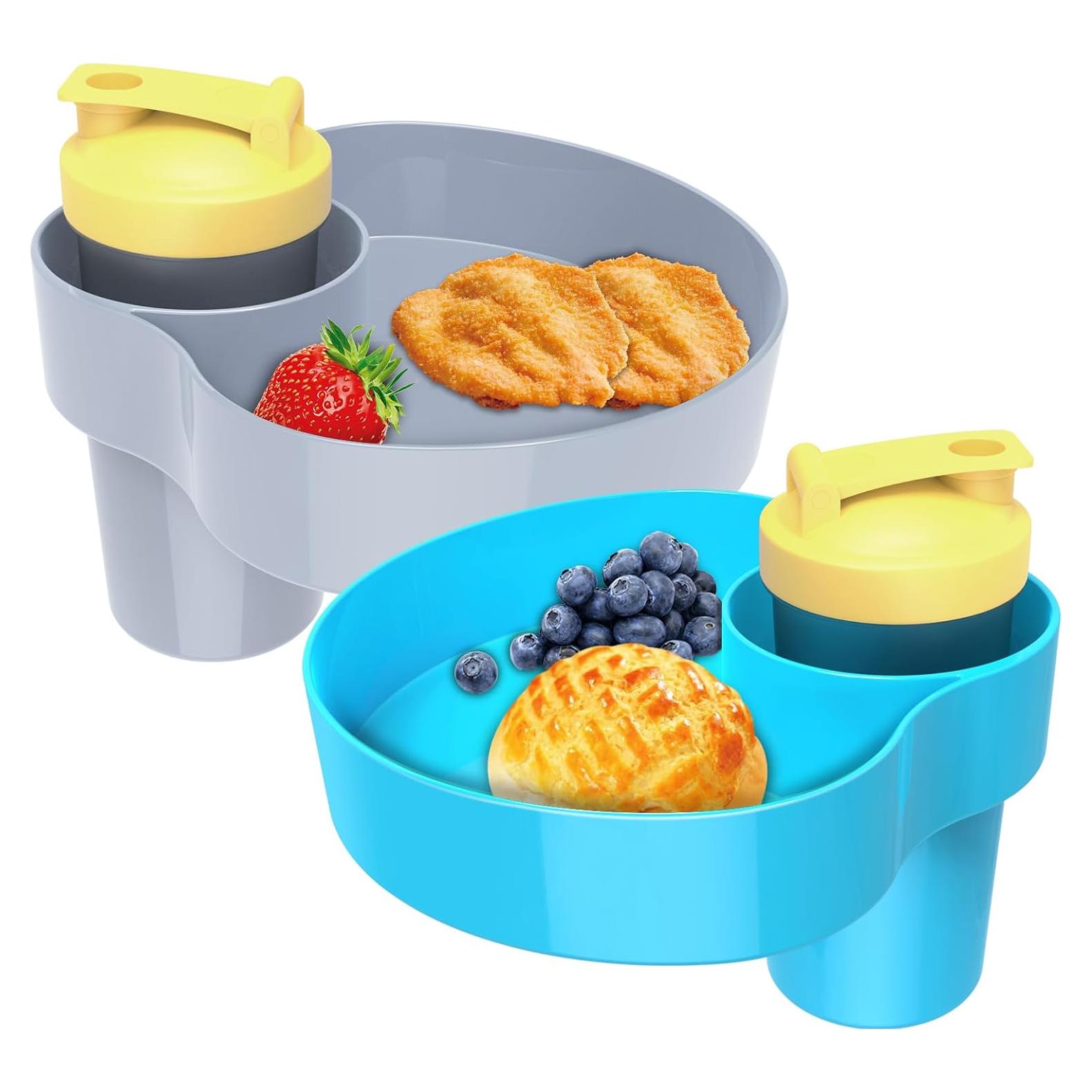 Bandeja de Snacks para Auto OMYPOTT Azul y Gris, 2PCS