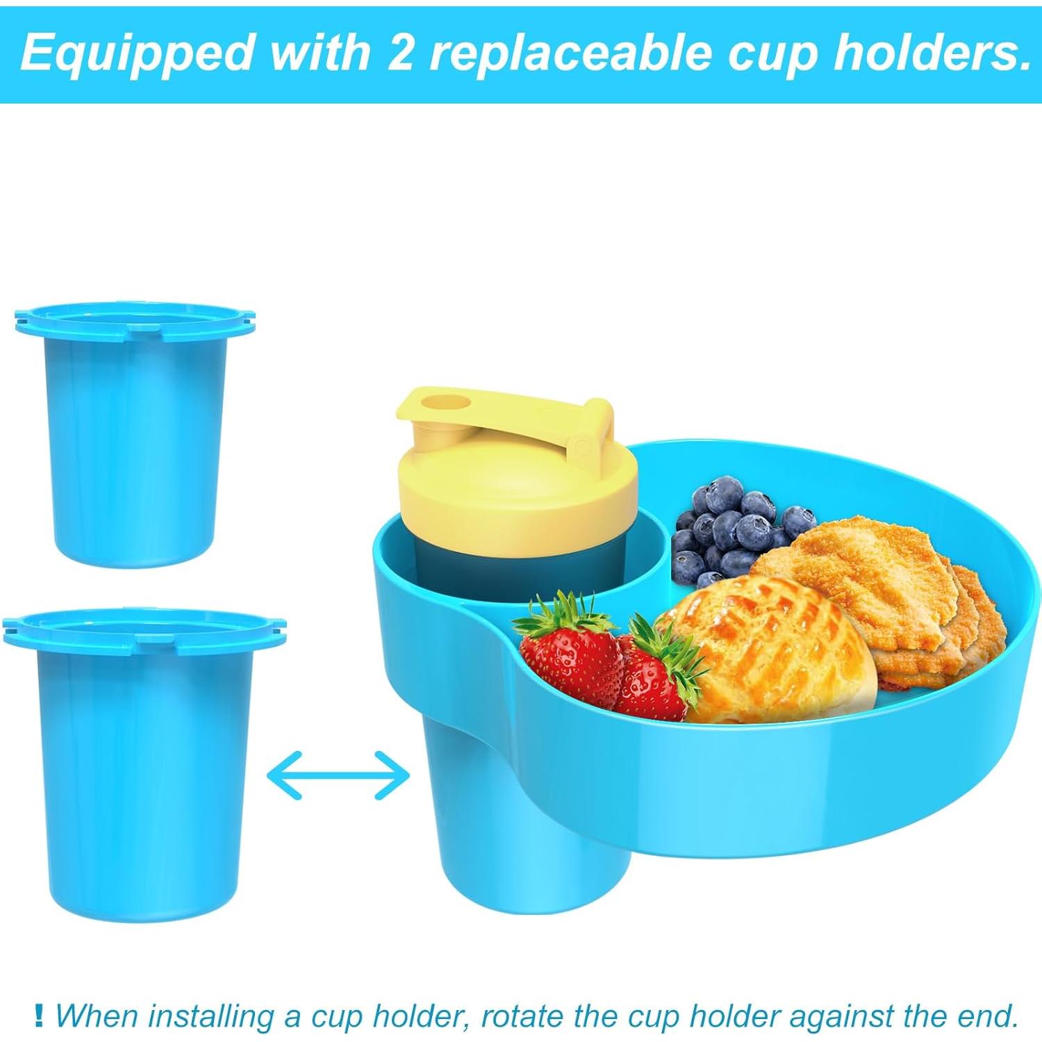 Bandeja de Snacks para Auto OMYPOTT Azul y Gris, 2PCS