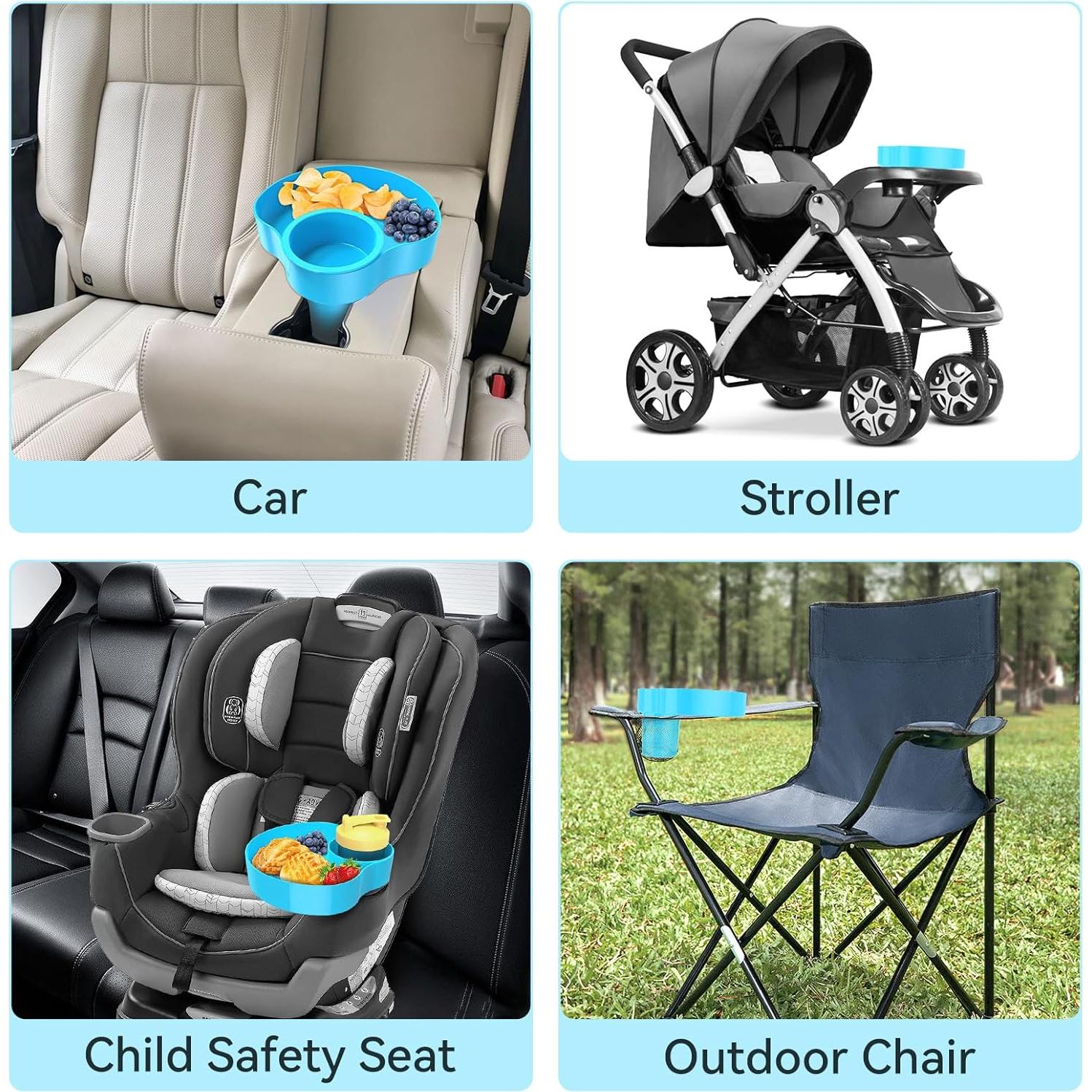Bandeja de Snacks para Auto OMYPOTT Azul y Gris, 2PCS