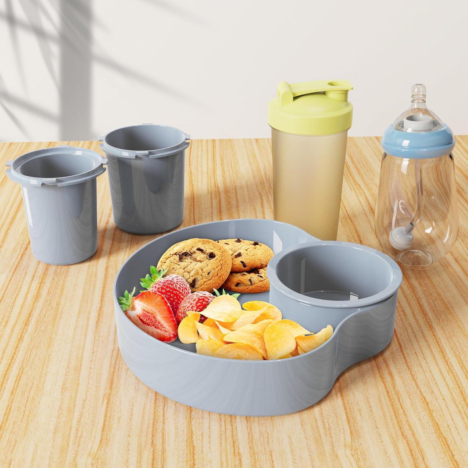 Bandeja de Snacks para Auto OMYPOTT Azul y Gris, 2PCS