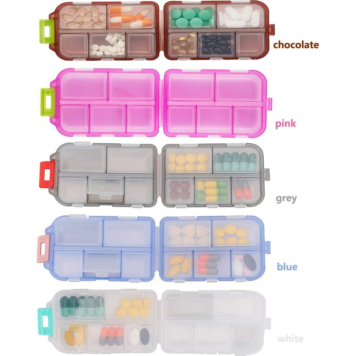 Estuche para Pastillas YEEHO 2 Paquetes 10 Compartimentos Azul Chocolate