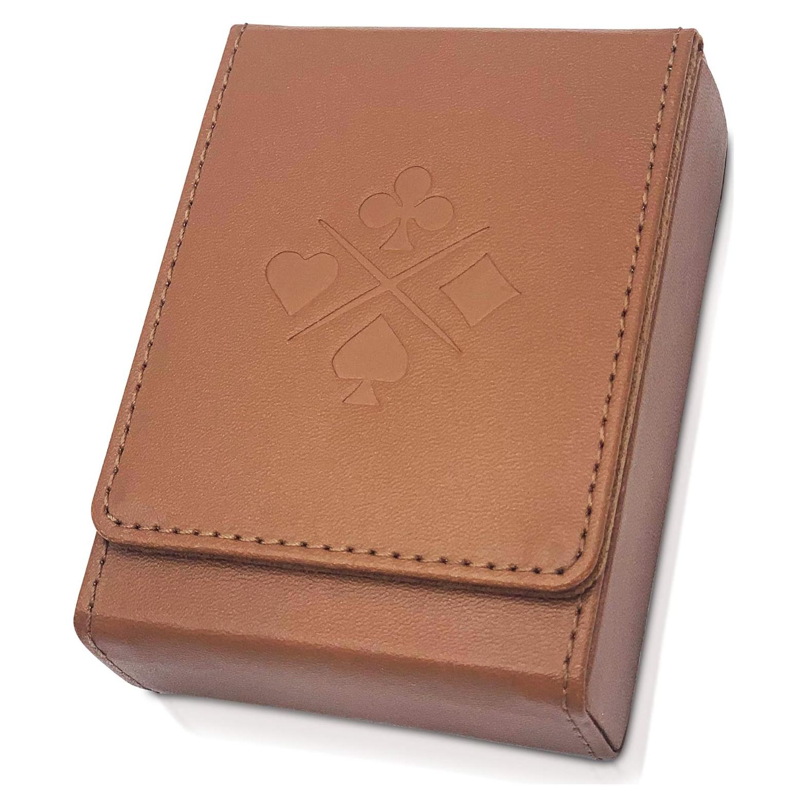 Estuche de Cartas de Piel Luck Lab - Cierre Magnético, Marrón