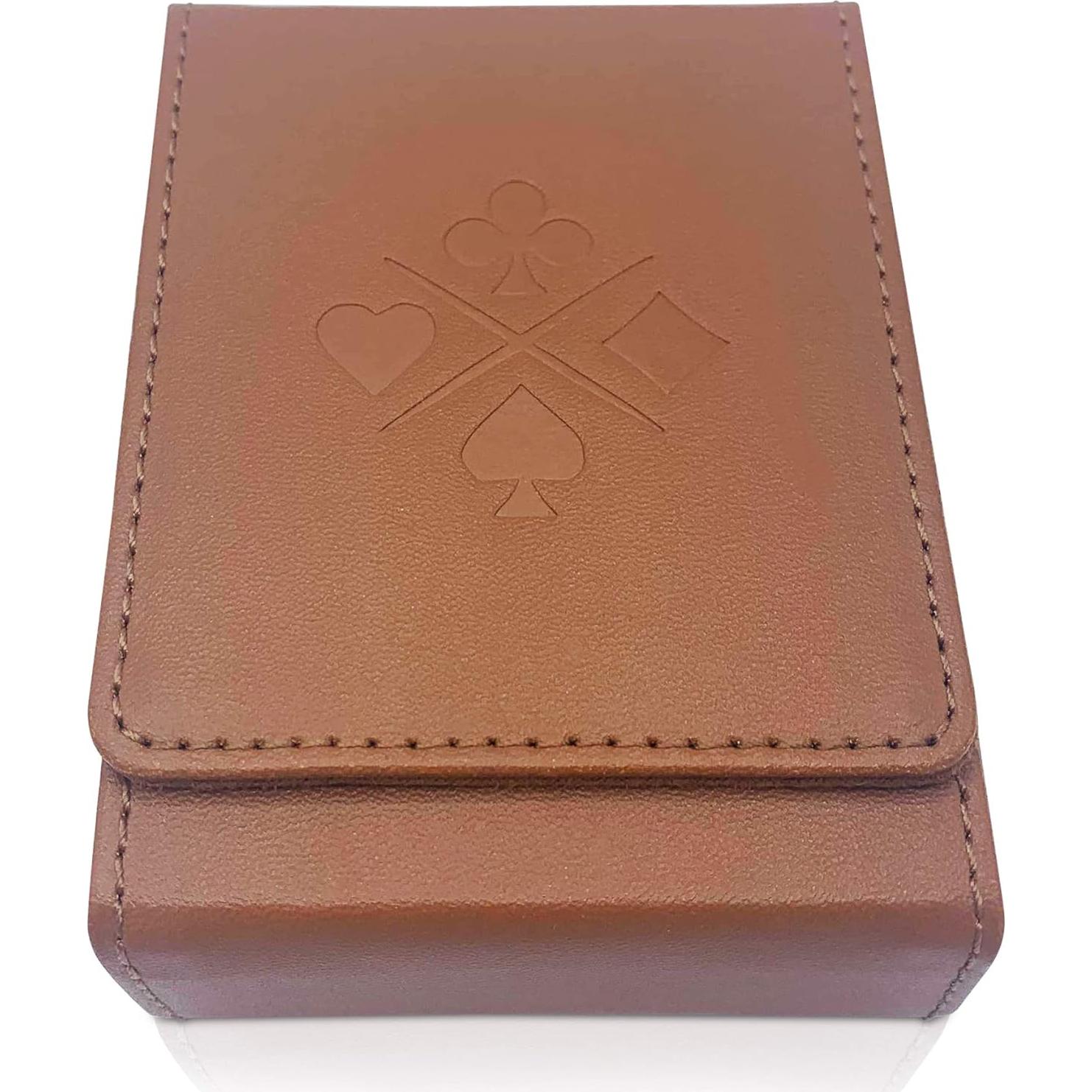 Estuche de Cartas de Piel Luck Lab - Cierre Magnético, Marrón