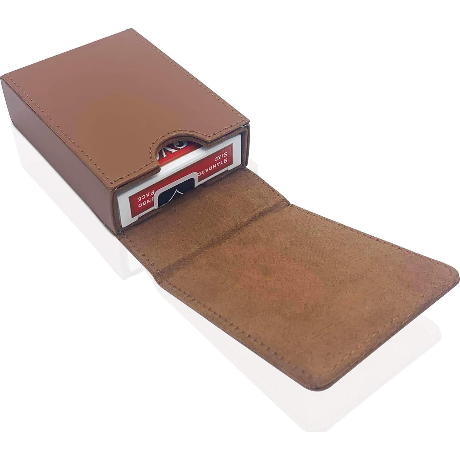 Estuche de Cartas de Piel Luck Lab - Cierre Magnético, Marrón