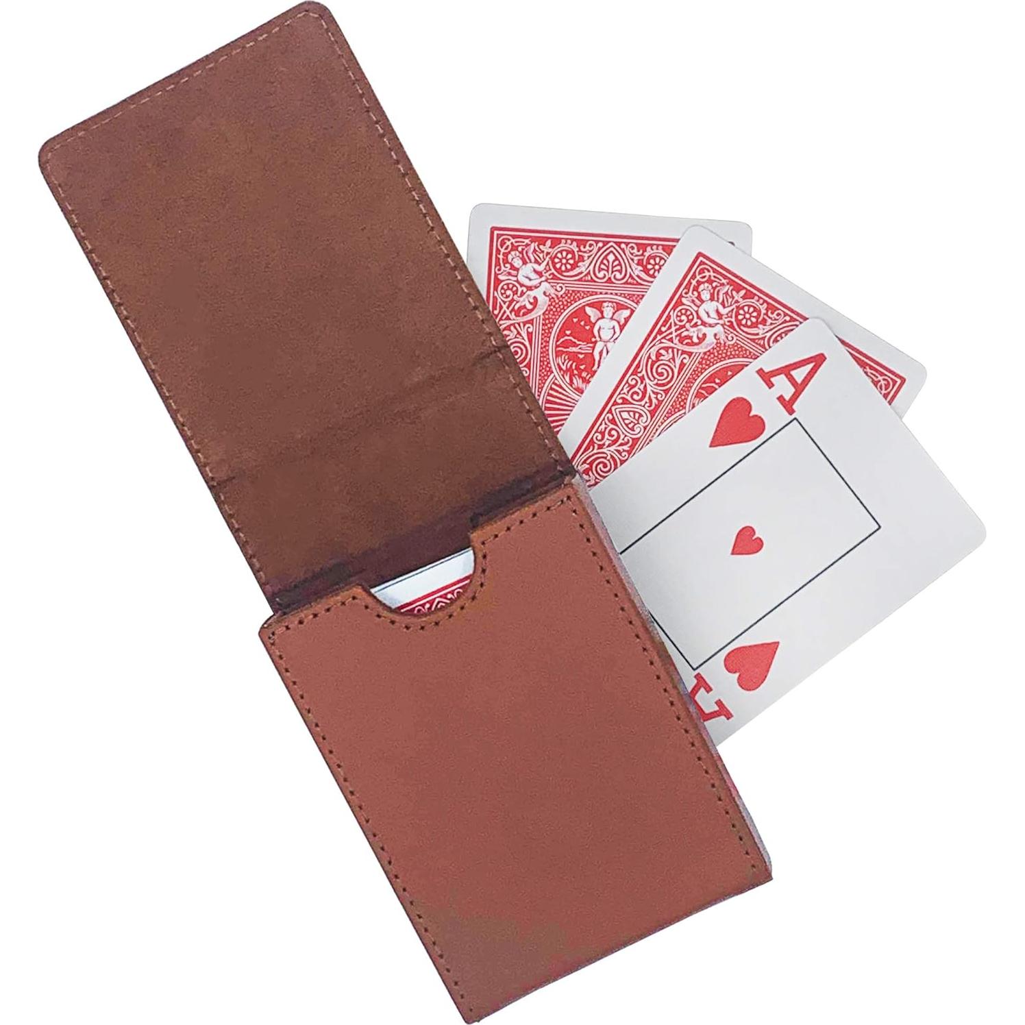 Estuche de Cartas de Piel Luck Lab - Cierre Magnético, Marrón