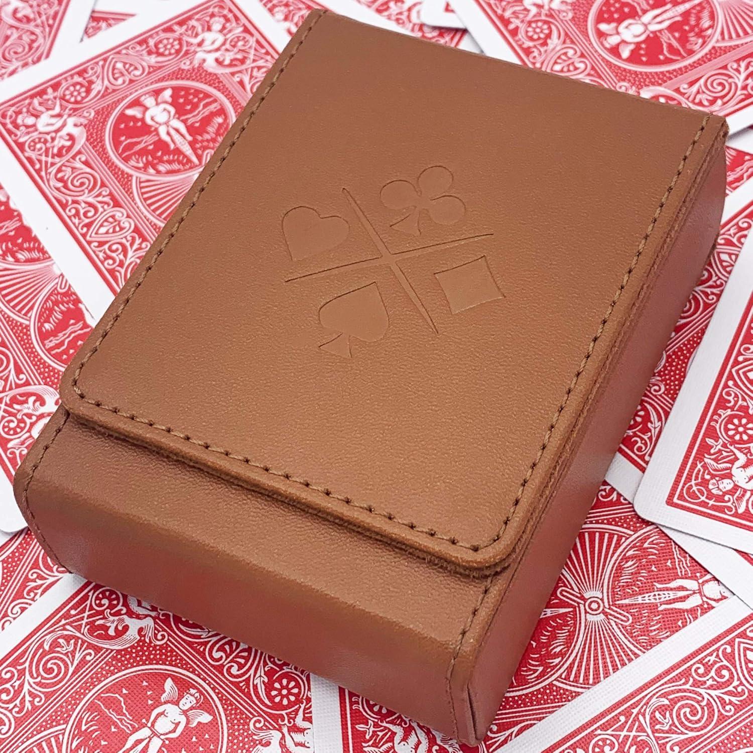 Estuche de Cartas de Piel Luck Lab - Cierre Magnético, Marrón