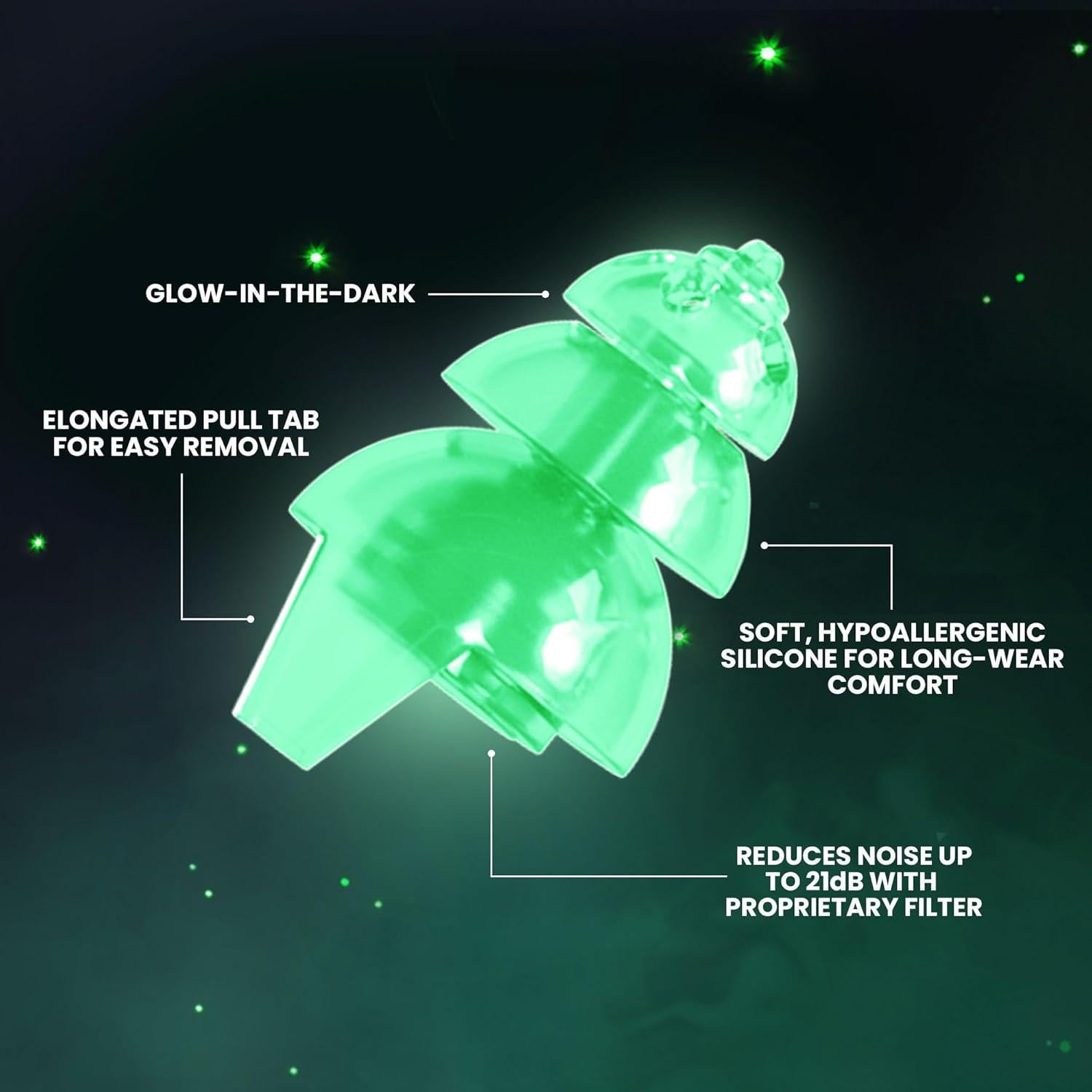 Tapones para Oídos Eargasm Smaller Ears - Brillan en la Oscuridad