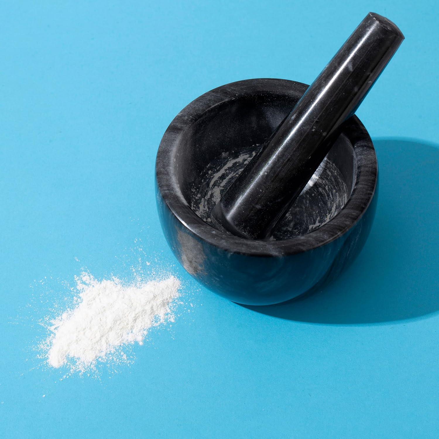 Mortero y Mano de Mármol Grande FasolaHome - Triturador de Pastillas y Especias