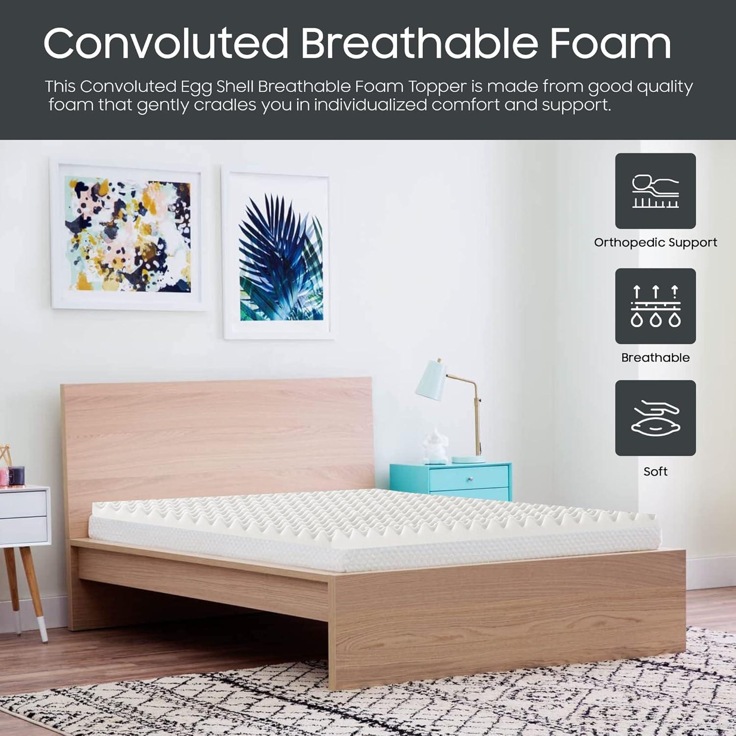 Topper de Espuma Convoluta Nutan 2 Pulgadas Individual Blanco