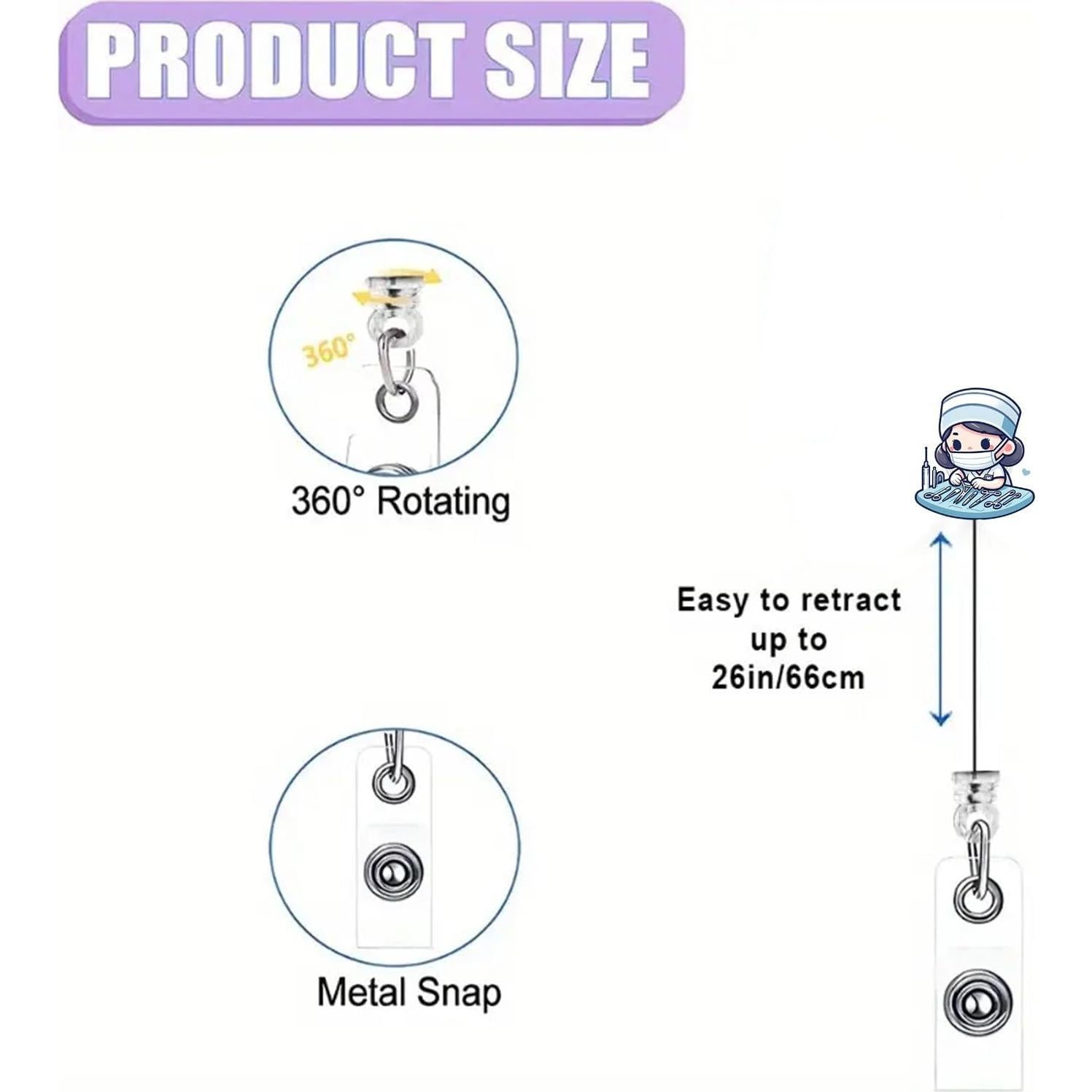 Reel de Insignia de Enfermera Genérico Retráctil 4.5cm Clip