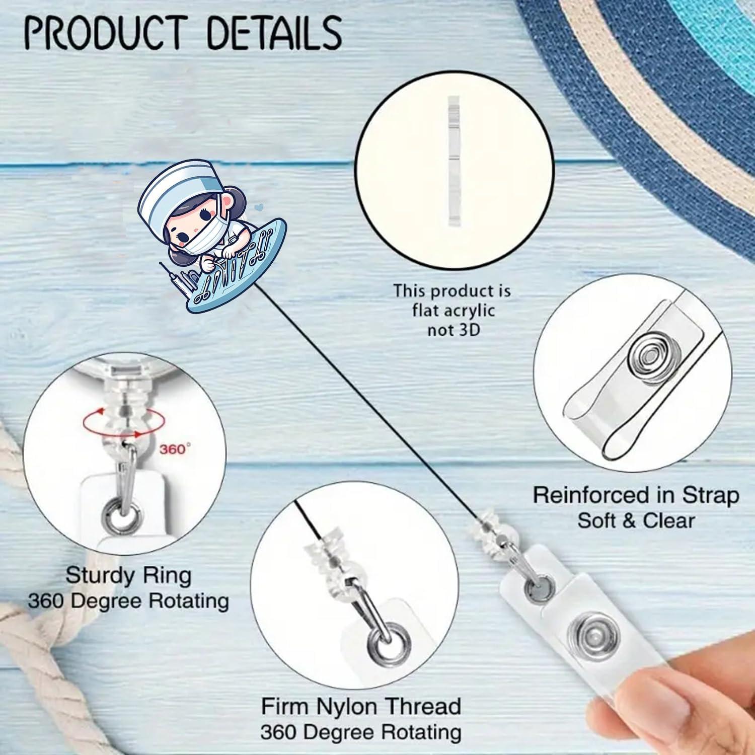 Reel de Insignia de Enfermera Genérico Retráctil 4.5cm Clip