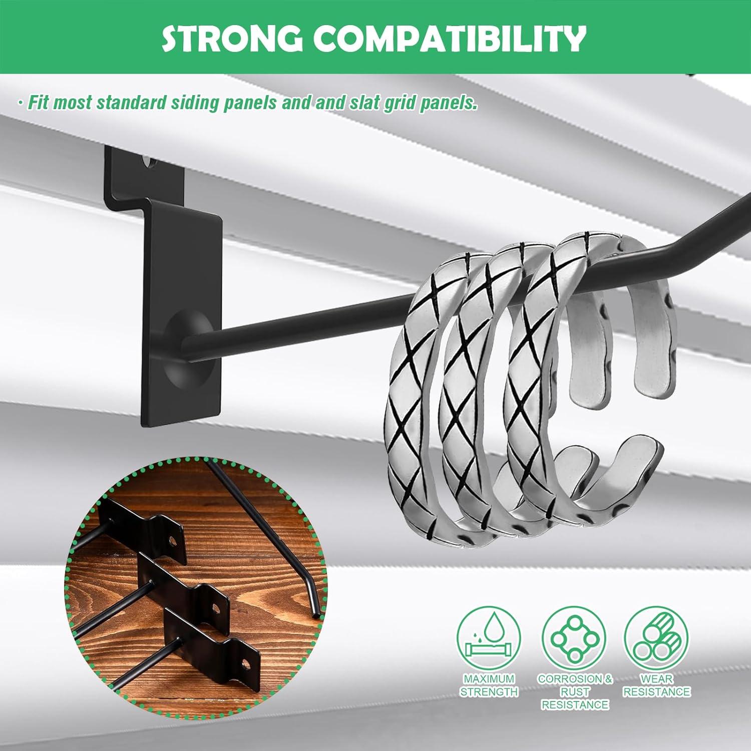 Juego de 20 Ganchos Slatwall Yauhar 15cm y 20cm Negro