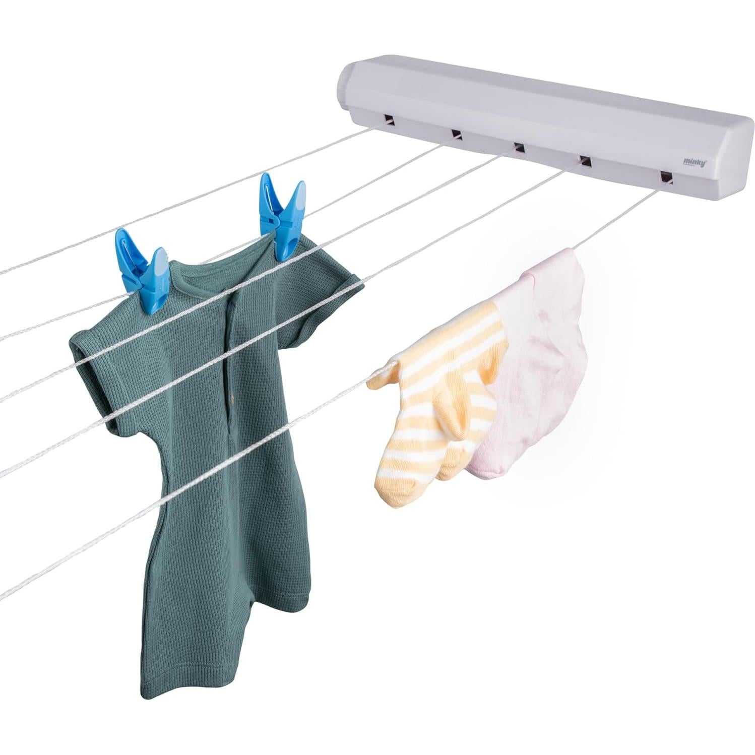 Cuerda de Secado Retráctil Minky Homecare 72 Pies Blanca