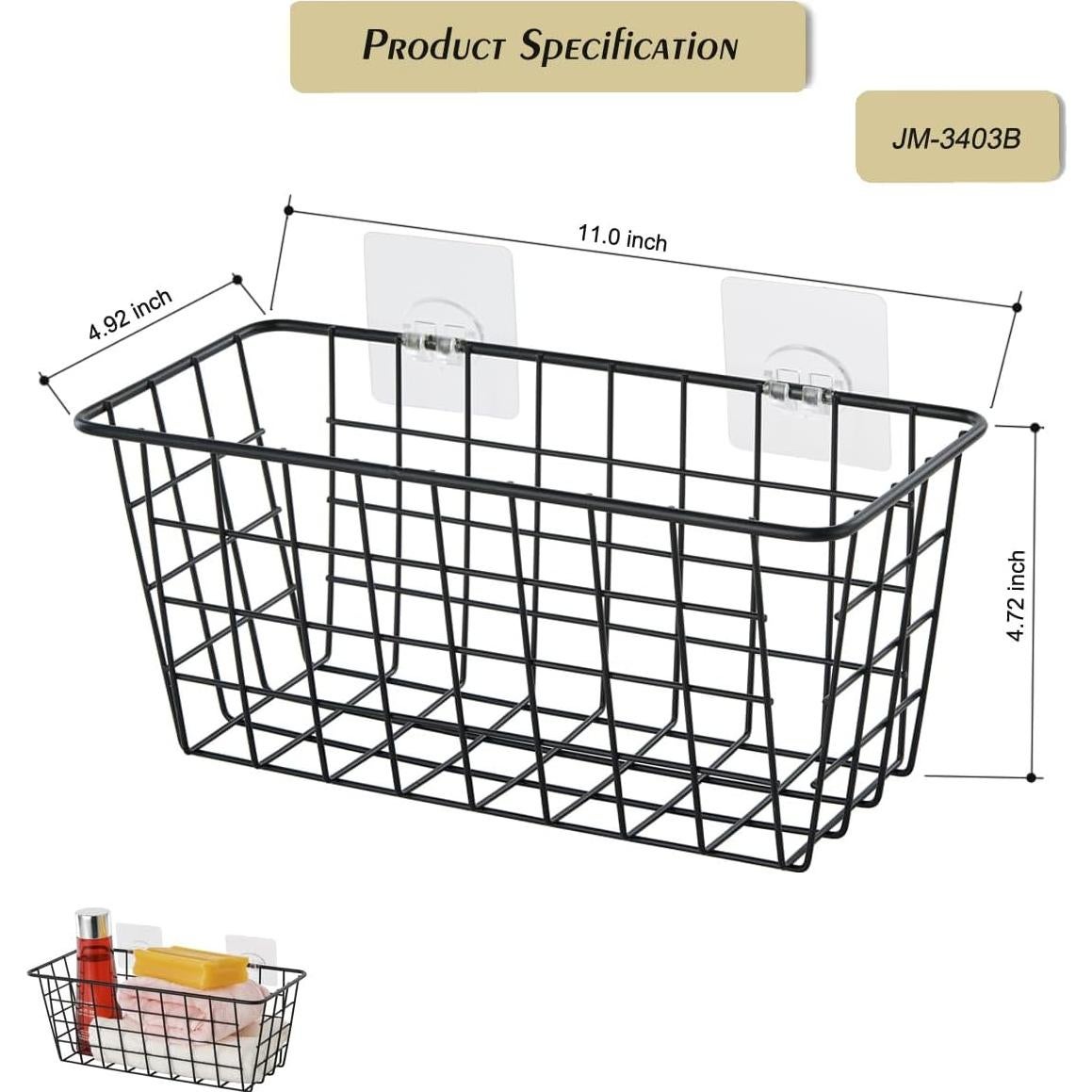 2 Cestas de Almacenamiento Colgantes JUNCHU CHERRY, Negro
