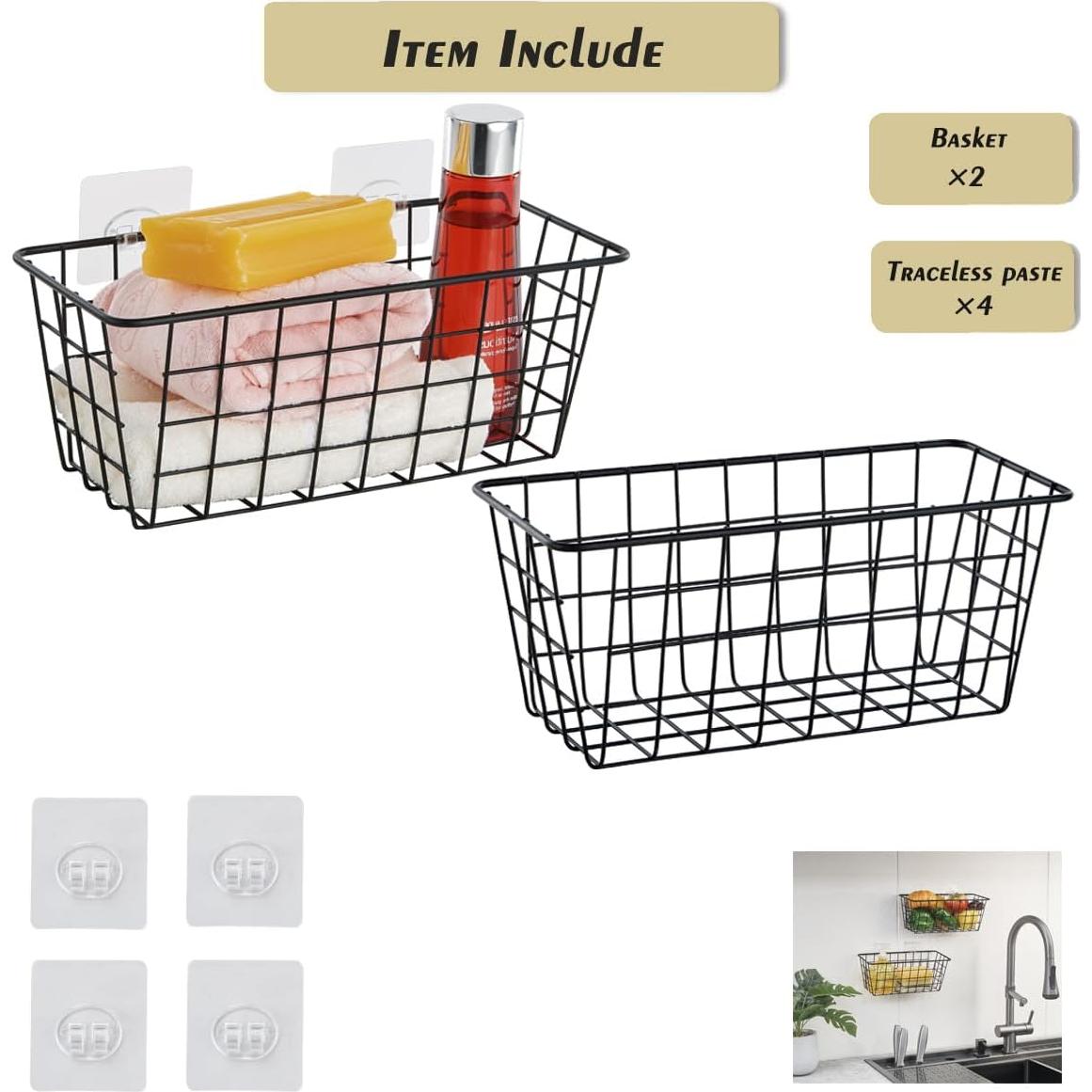 2 Cestas de Almacenamiento Colgantes JUNCHU CHERRY, Negro