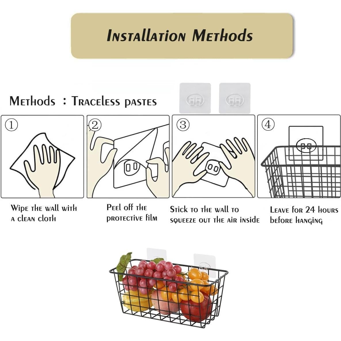 2 Cestas de Almacenamiento Colgantes JUNCHU CHERRY, Negro