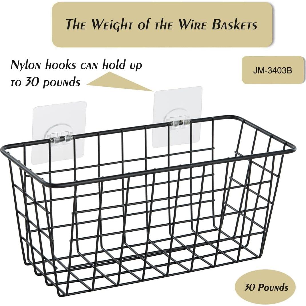 2 Cestas de Almacenamiento Colgantes JUNCHU CHERRY, Negro