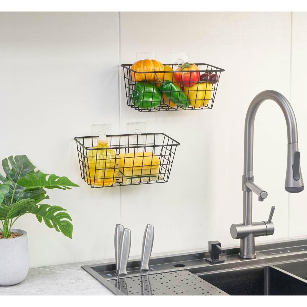 2 Cestas de Almacenamiento Colgantes JUNCHU CHERRY, Negro