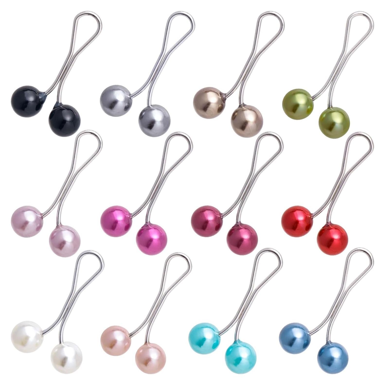 Joez Wonderful 12pcs Hijab Pins Clips for Women, Cute Scarf Clip Hijab Pins Pearl Brooch Pins, Headscarf Shawl Scarf Muslim Hijab Scarf Clips Safety Pins Buttons Wedding Dress Decorative Boutonniere