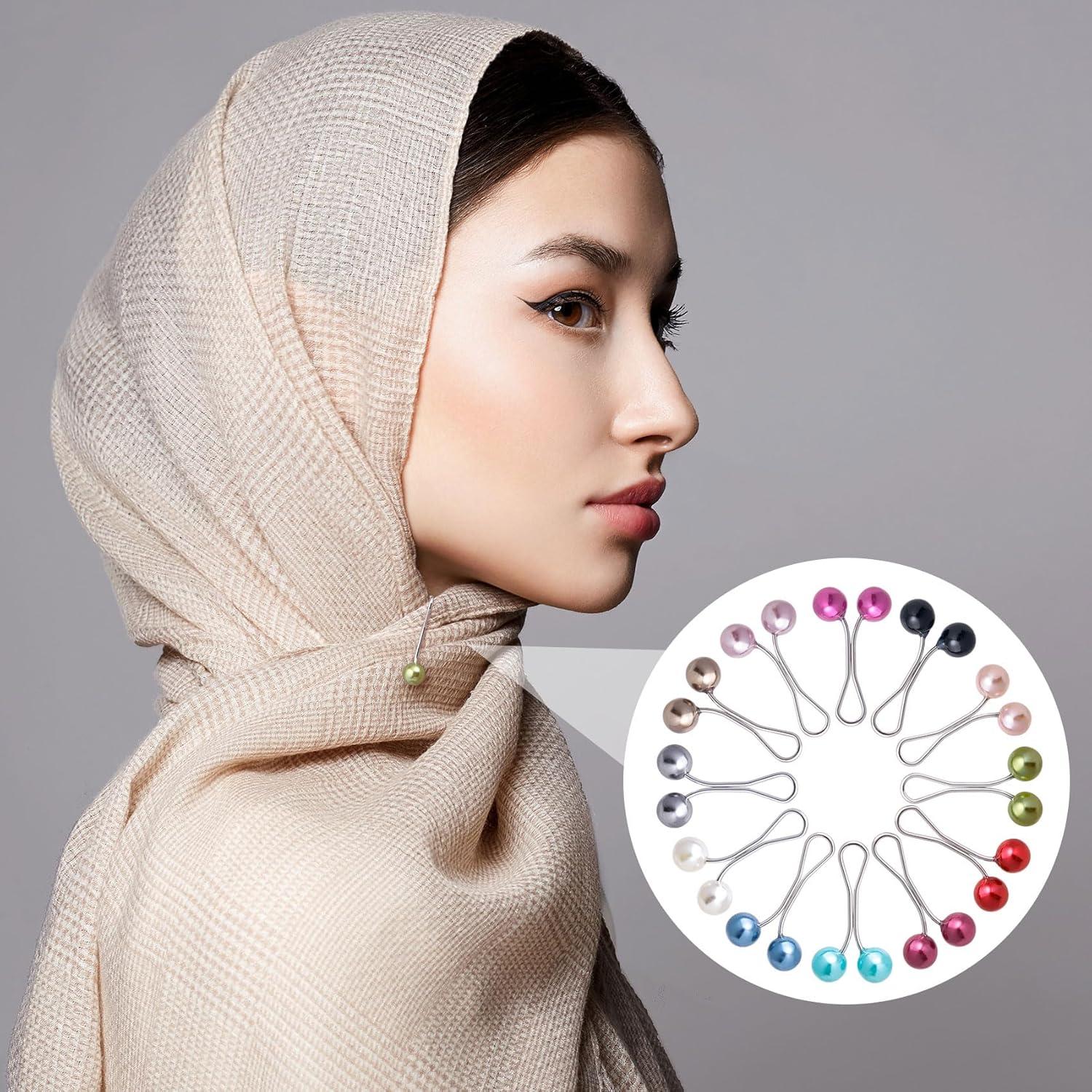 Joez Wonderful 12pcs Hijab Pins Clips for Women, Cute Scarf Clip Hijab Pins Pearl Brooch Pins, Headscarf Shawl Scarf Muslim Hijab Scarf Clips Safety Pins Buttons Wedding Dress Decorative Boutonniere