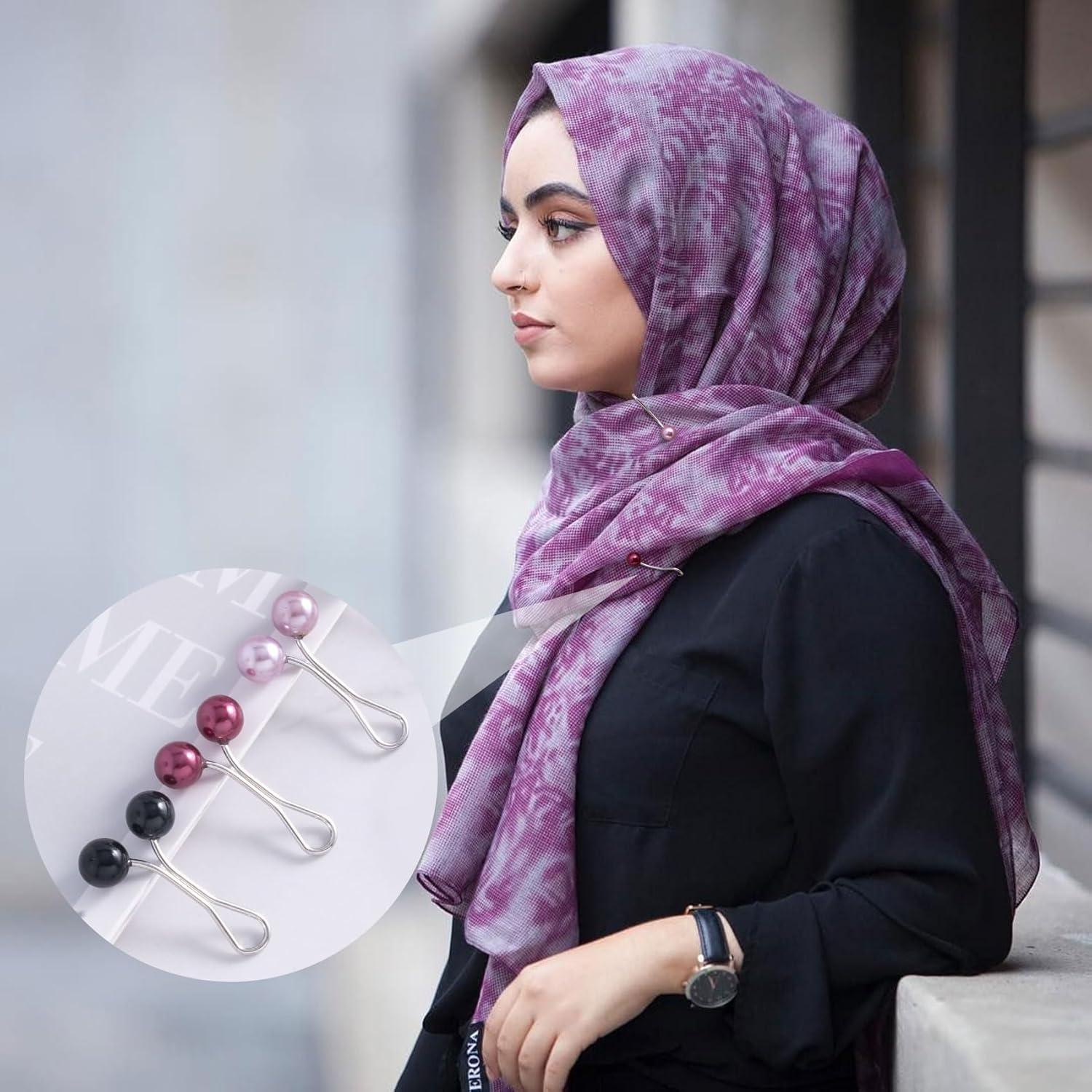 Joez Wonderful 12pcs Hijab Pins Clips for Women, Cute Scarf Clip Hijab Pins Pearl Brooch Pins, Headscarf Shawl Scarf Muslim Hijab Scarf Clips Safety Pins Buttons Wedding Dress Decorative Boutonniere