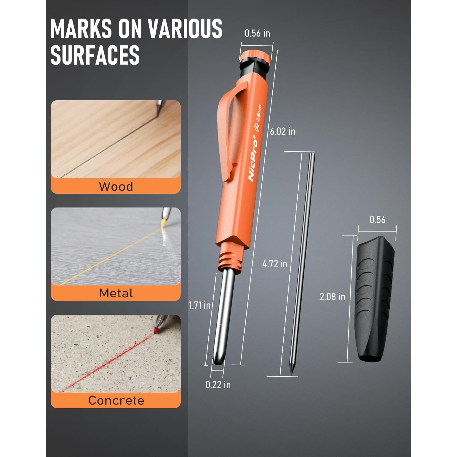 Juego de Lápices de Carpintero Nicpro 3-en-1 con Recargas