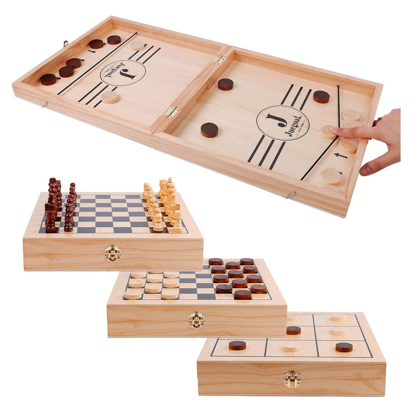 Juegoal Juego de Mesa 4 en 1 de Madera Plegable para Niños