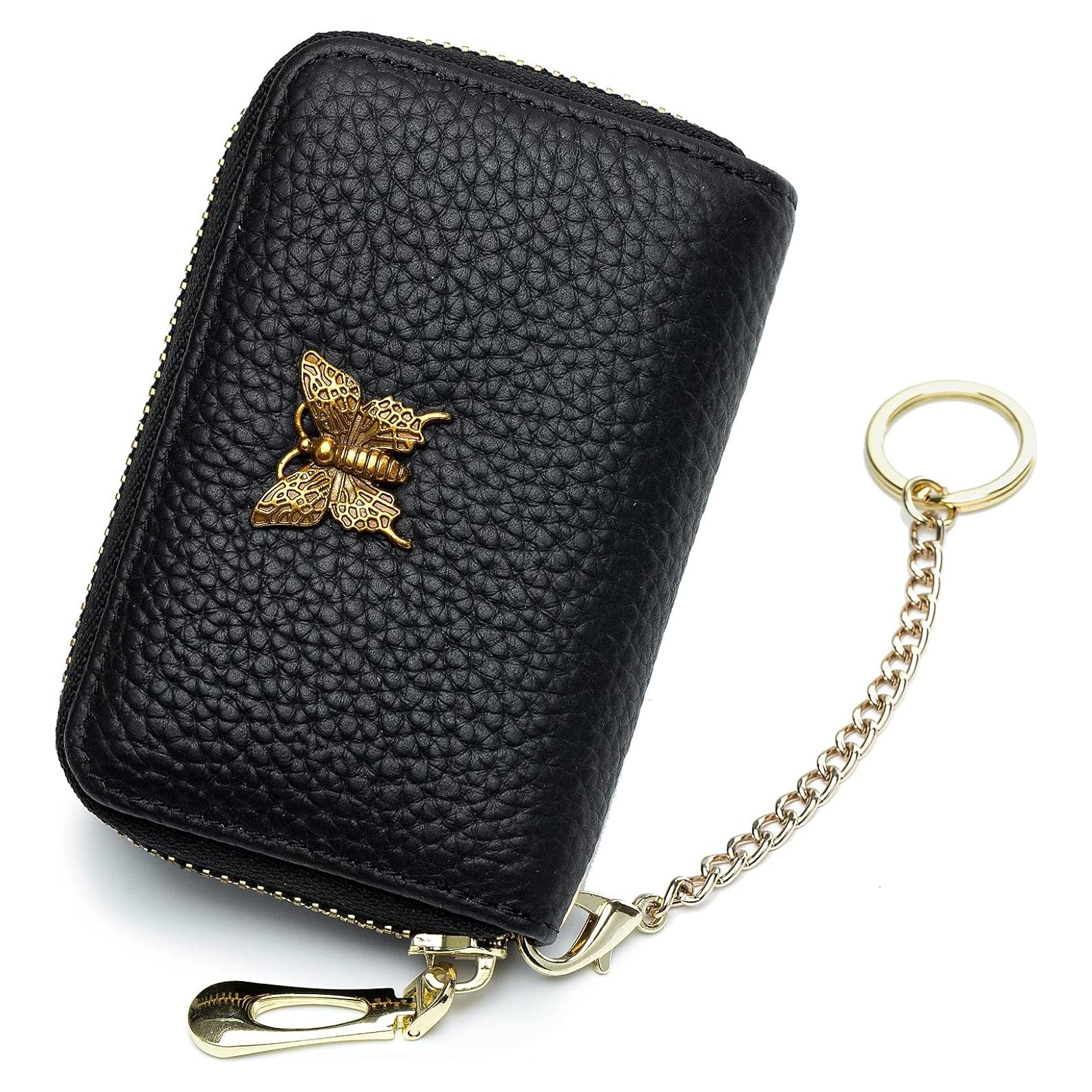 Titular de Tarjetas RFID imeetu de Cuero Genuino Negro