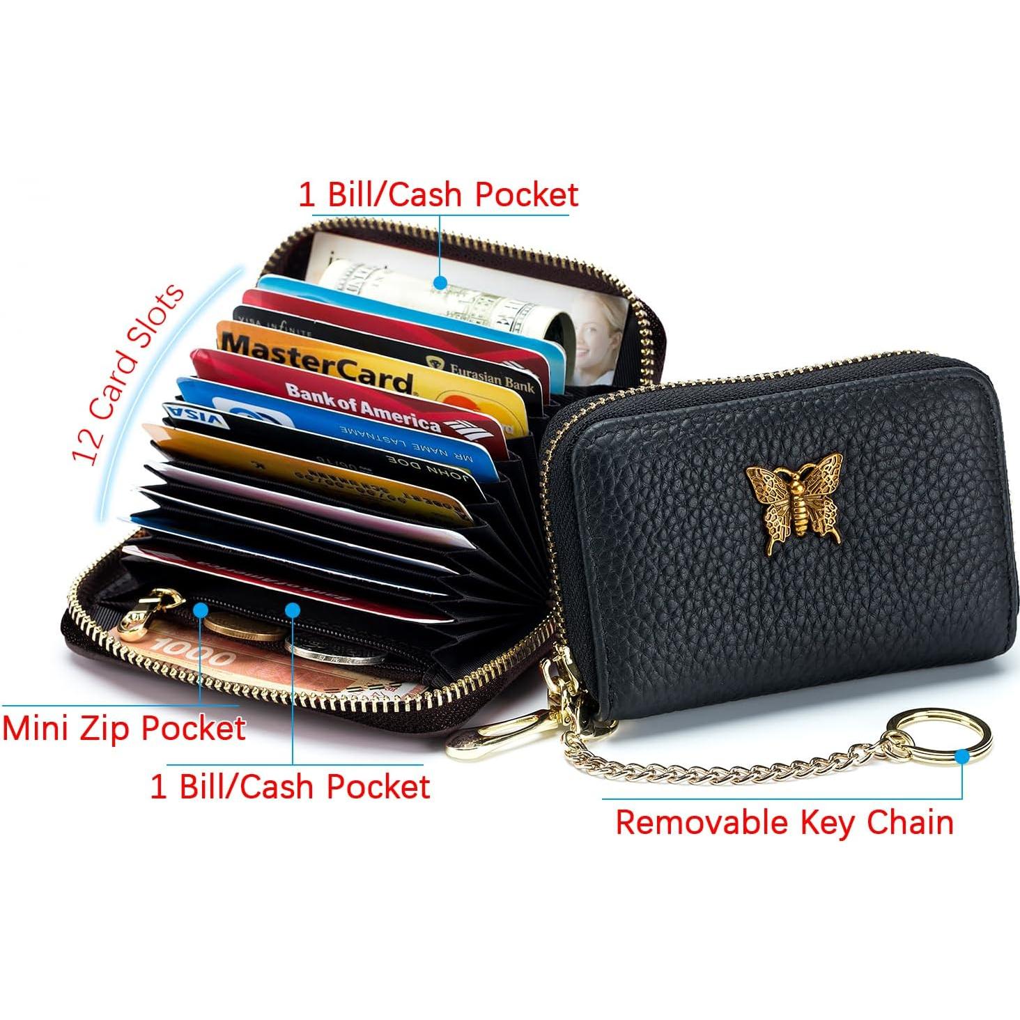 Titular de Tarjetas RFID imeetu de Cuero Genuino Negro