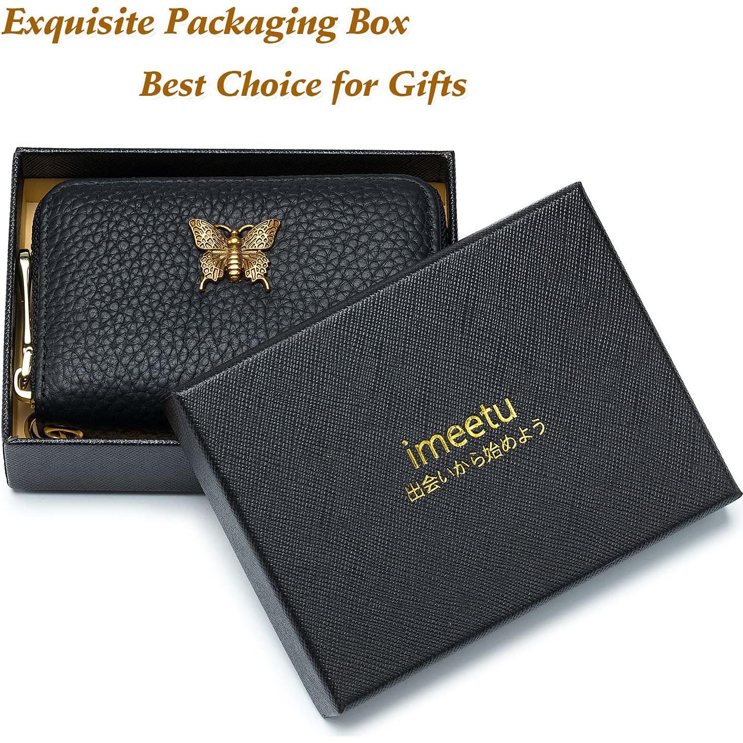 Titular de Tarjetas RFID imeetu de Cuero Genuino Negro