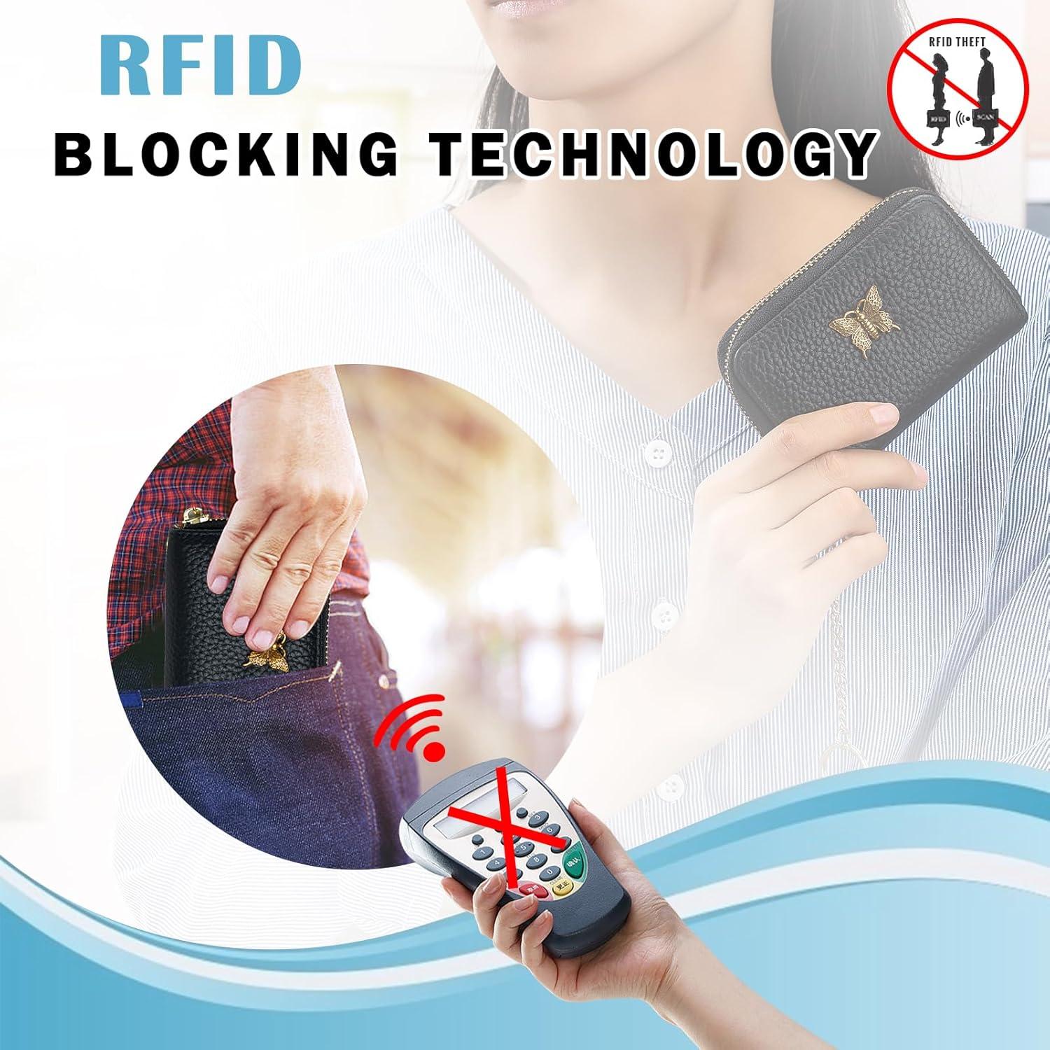 Titular de Tarjetas RFID imeetu de Cuero Genuino Negro