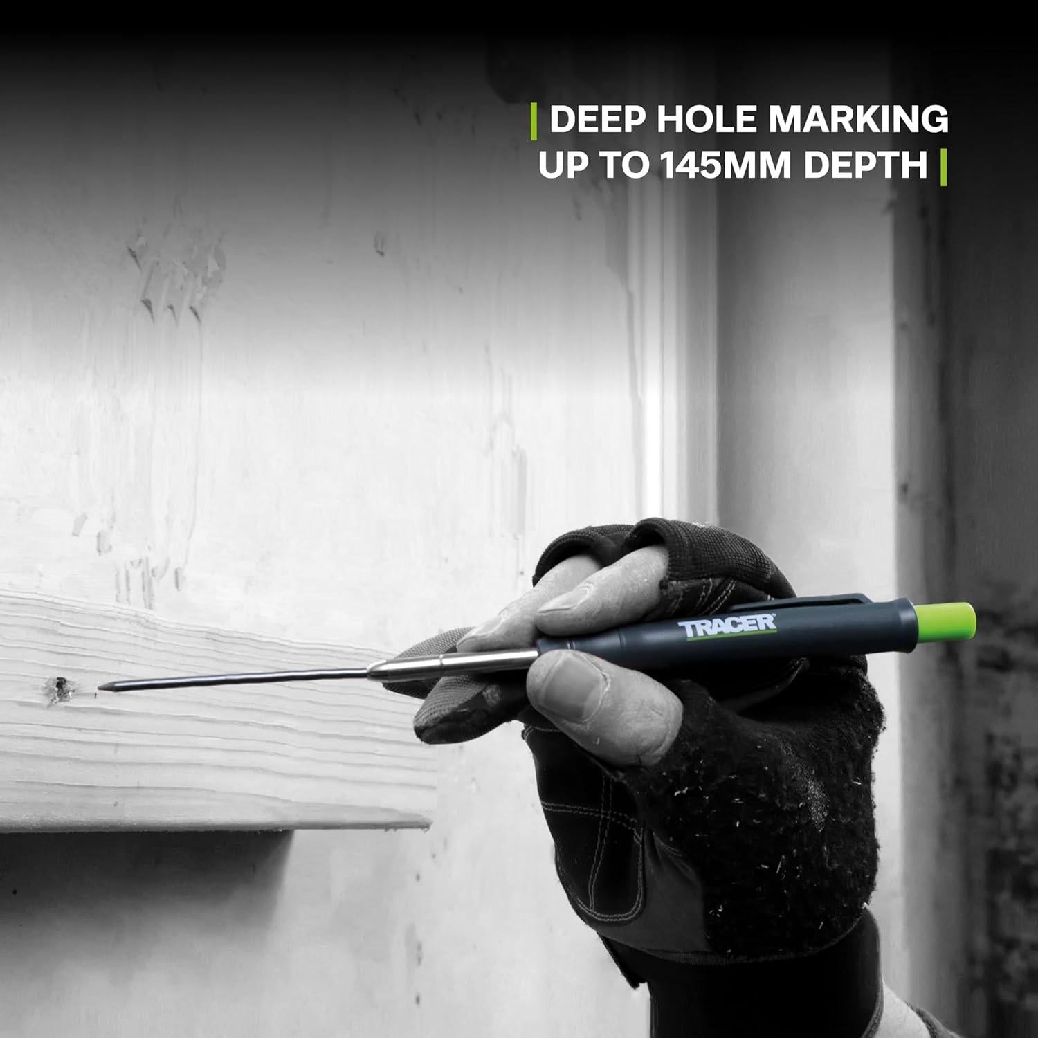 Lápiz de Carpintero Tracer Deep Hole 2B Extensible con Sacapuntas