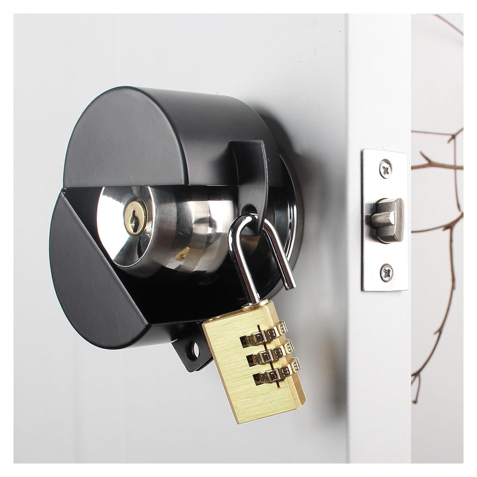 Cerradura de Perilla Temeili Negra con Candado - Sin Perforación